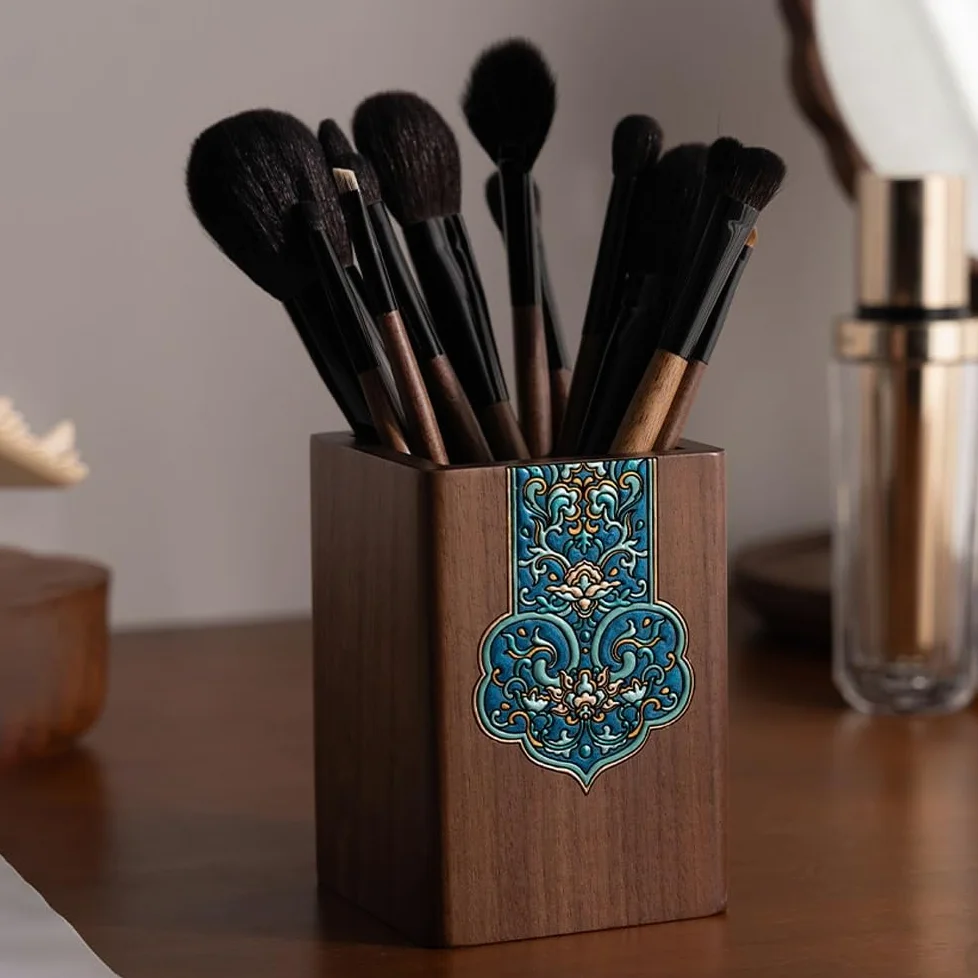Organizer na pędzle do makijażu, uchwyt na pędzle do makijażu w stylu vintage do toaletki, blat łazienkowy, uchwyty na szczoteczki do zębów, uchwyt na długopis do przechowywania na biurku