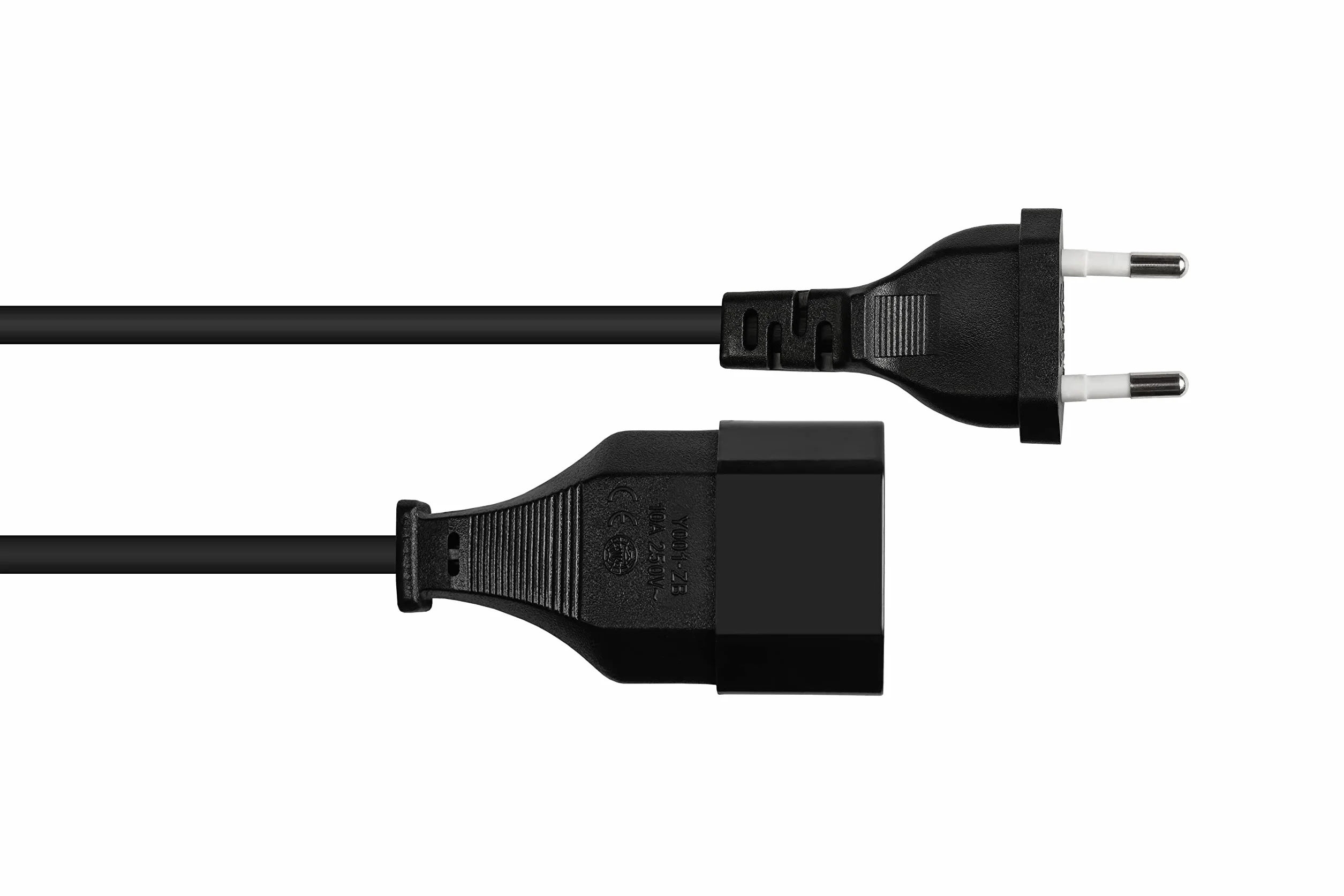 Good Connections Przedłużacz euro - 20 cm - wtyczka euro typu C (prosta) do gniazda euro (prosta) - przewód miedziany CU - przekrój żył: 0,75 mm² - przedłużenie kabla zasilającego - czarny