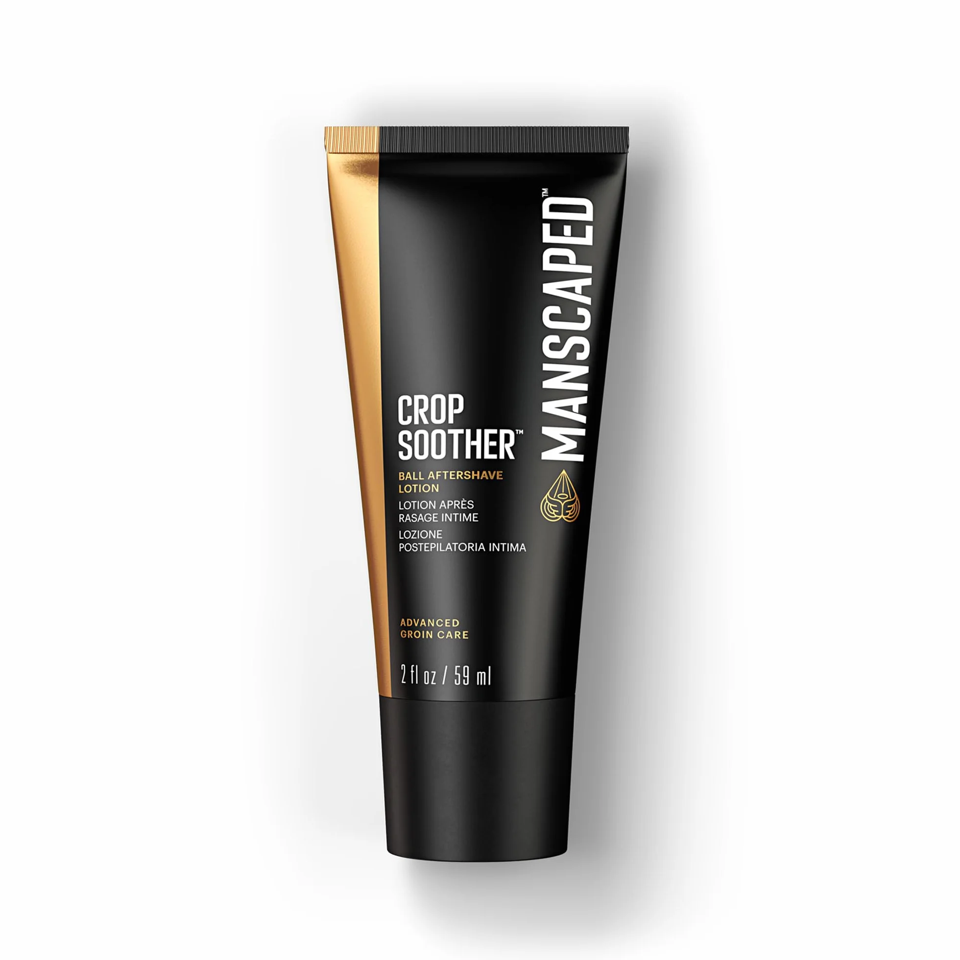 MANSCAPED® Crop Soother™ Płyn po goleniu do pielęgnacji pachwin – z dodatkiem aloesu, koloidalnego owsa, masła shea, masła z nasion kakaowca i oleju szafranowego o działaniu kojącym i łagodzącym