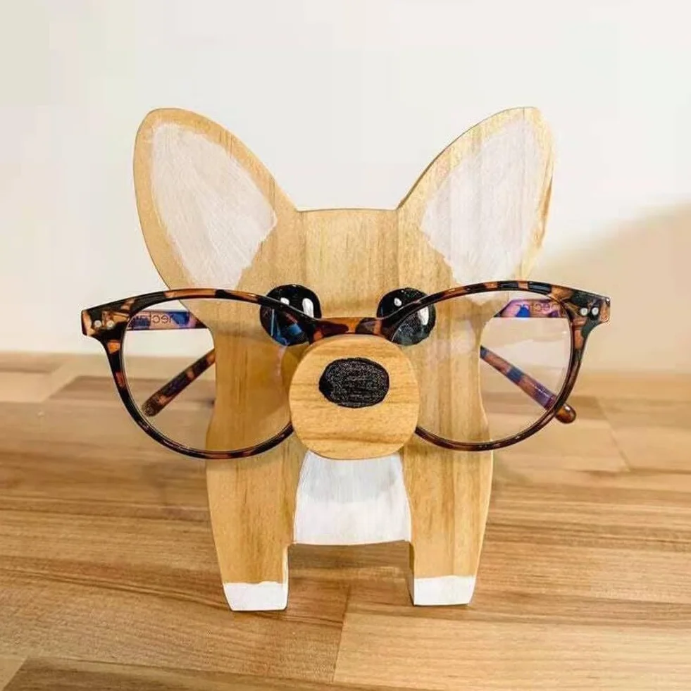 Unikalny stojak na okulary, wzór zwierzęcy z kreskówki, dodaje osobowości Twojej przestrzeni (corgi)
