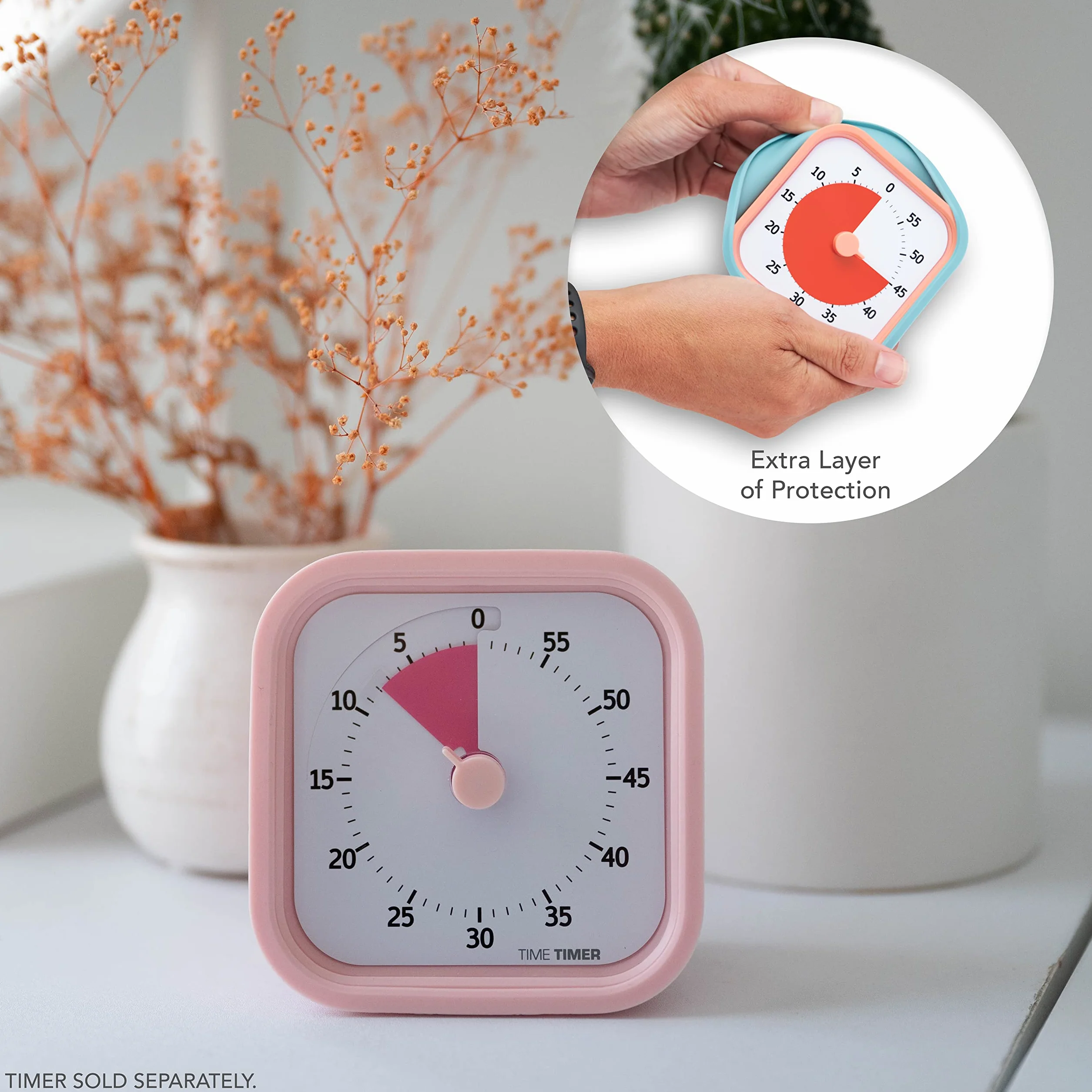 Obudowa do TIME TIMER MOD Home – 60 minut wizualny timer Home Edition dla dzieci – nauka domowa, timer do szkoły, stołu biurowego i spotkań z cichą pracą, 2 sztuki w opakowaniu (różowy i zielony)