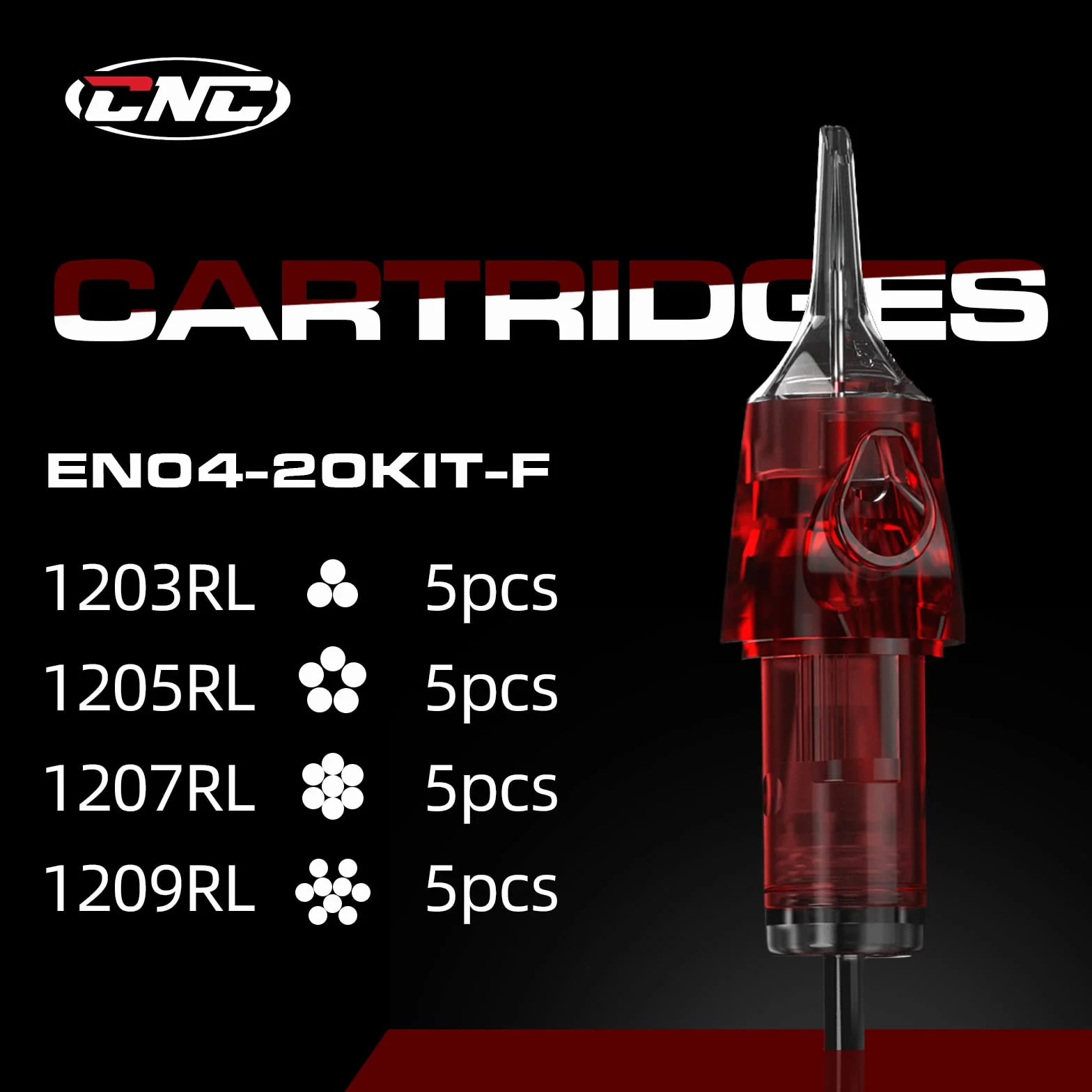 CNC 20 szt. igły do tatuażu jednorazowe mieszane #12 standardowy okrągły wkład 3RL 5RL 7RL 9RL 9RL igły do tatuażu EN04X-20KIT-F