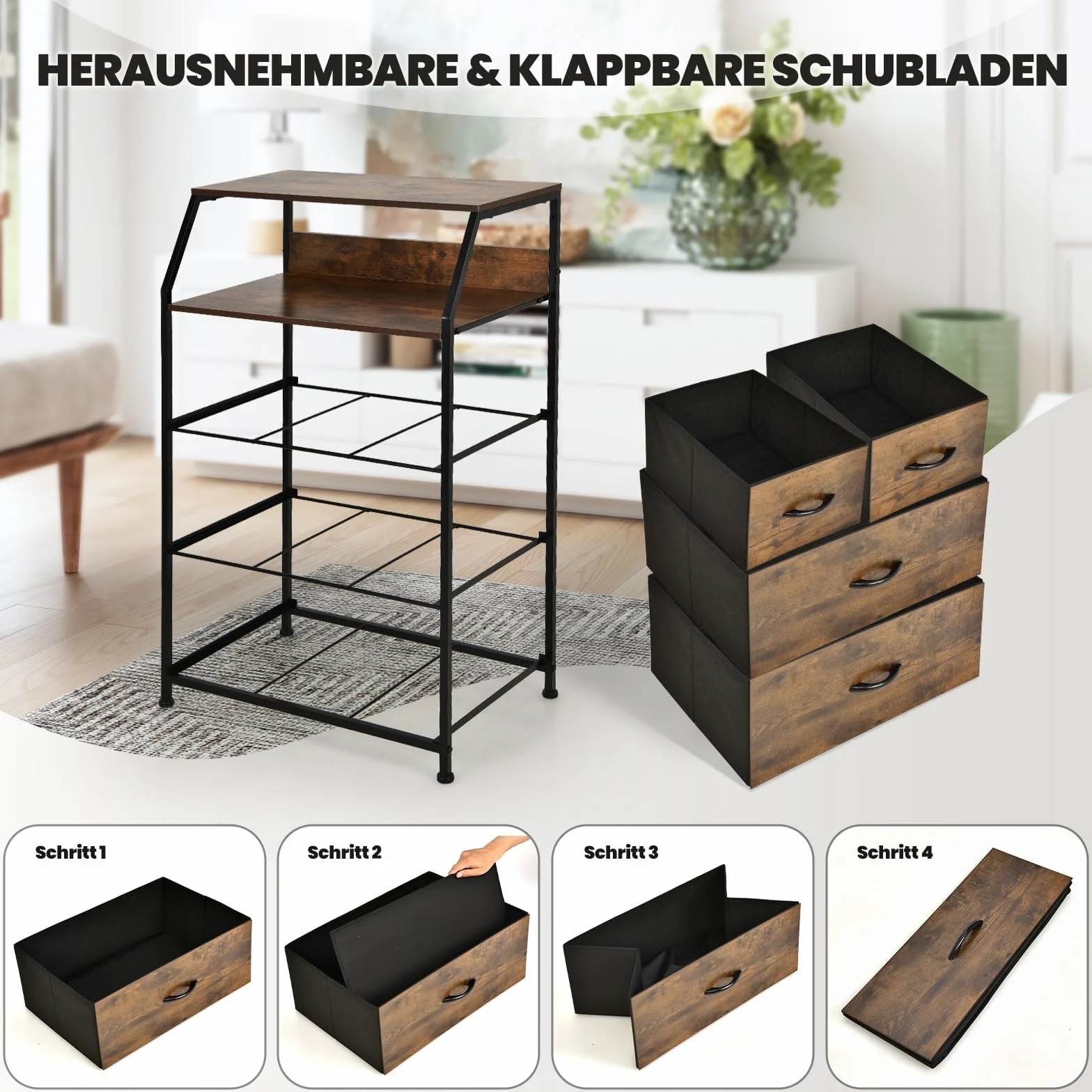 COSTWAY Komoda z 4 szufladami, metalową ramą, 60 x 39 x 96 cm, do salonu