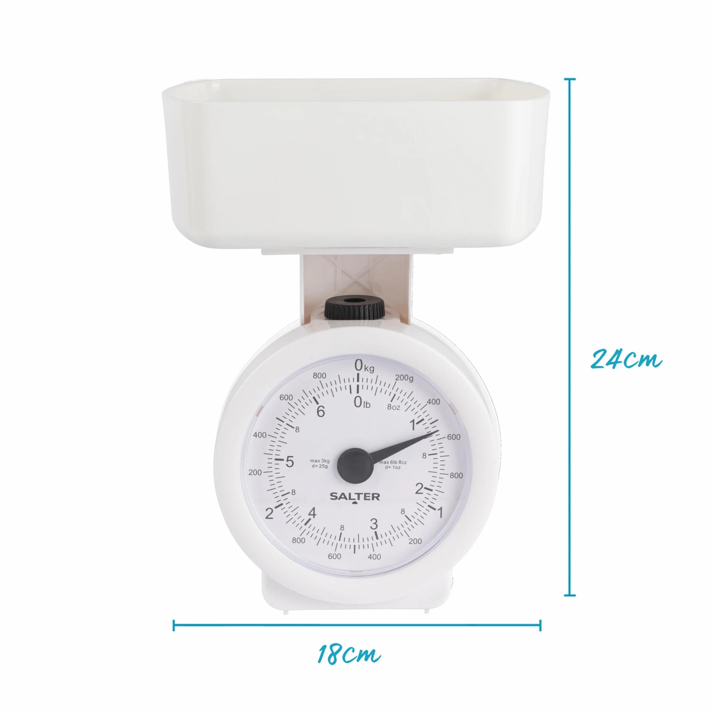 Salter Mechaniczna waga kuchenna 3 kg analogowa biała