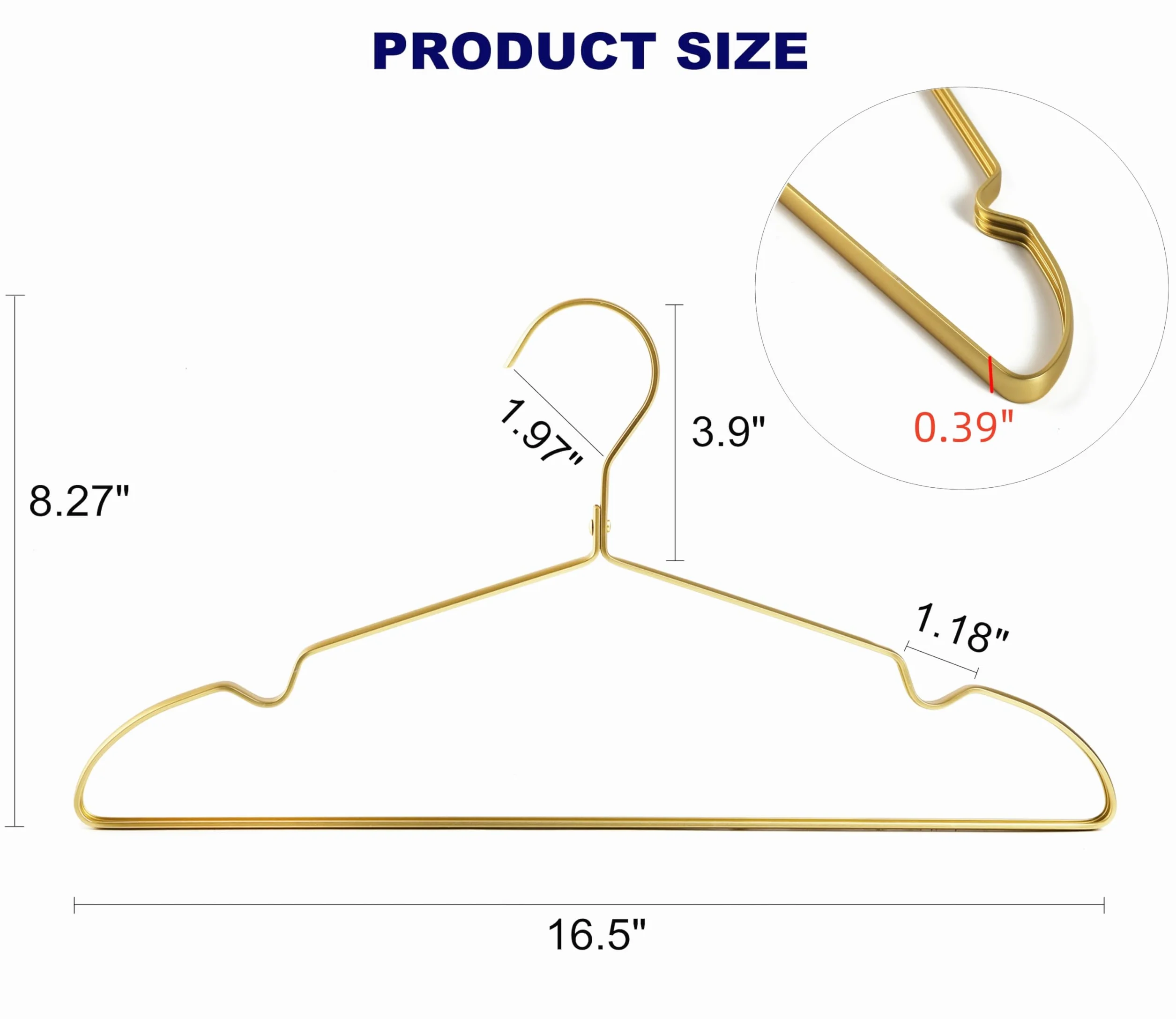 Amber Home Aluminiowe wieszaki na płaszcze 42 cm 20 sztuk metalowe