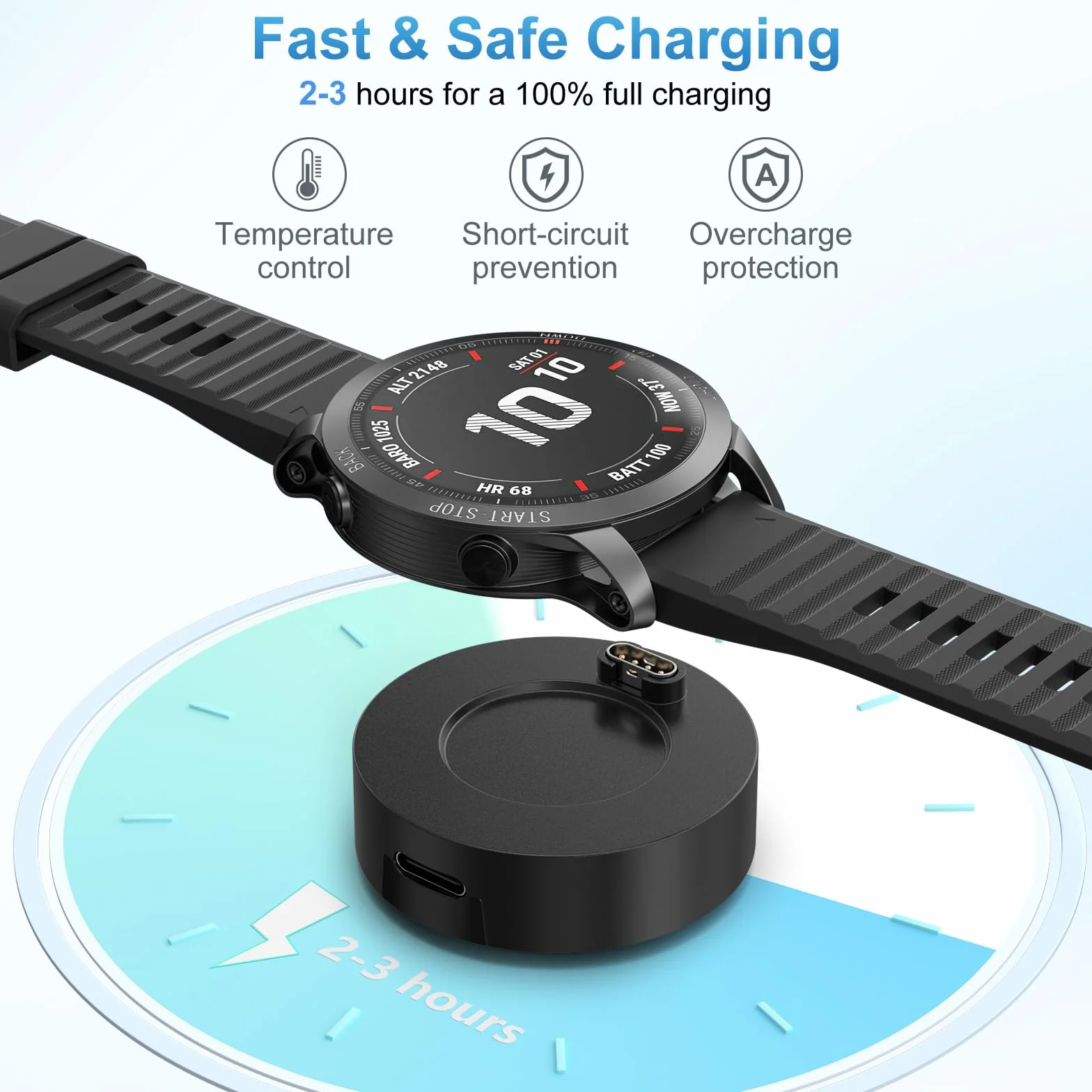 Tobfit Ładowarka USB C adapter do Garmin Venu/2 Plus/Sq/Sq 2 Music/Venu 3/3S/2S, tylko przenośna stacja ładująca ładowarka do zegarka Garmin