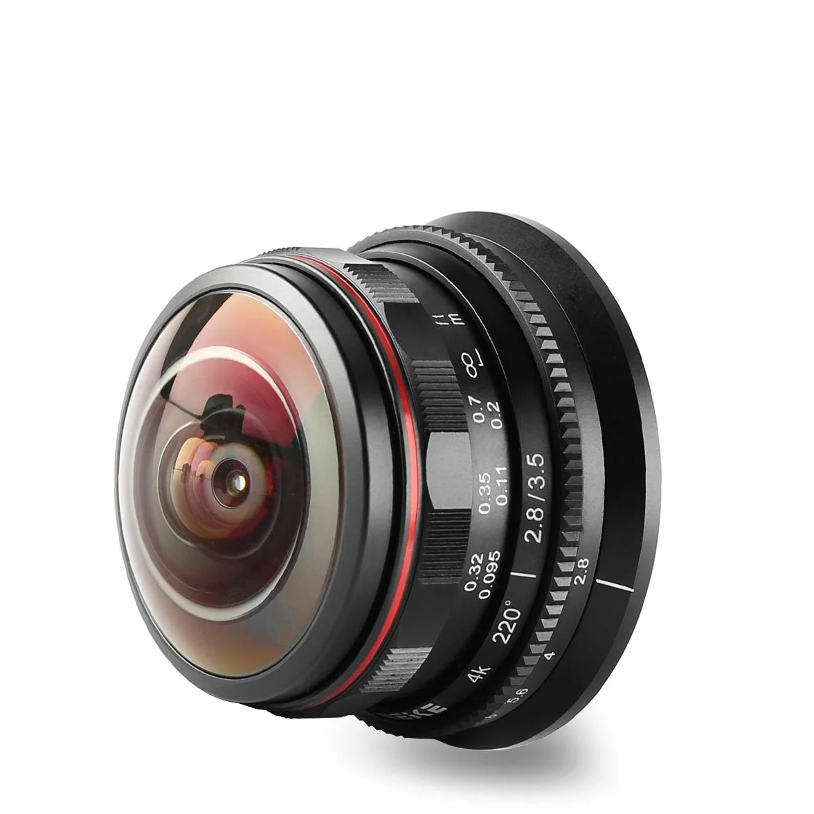 Meike 3.5mm f2.8 220-stopniowy obiektyw rybie oko z ręcznym ustawianiem ostrości kompatybilny z aparatami Olympus Panasonic Lumix M4/3 MFT GH4 GH5 GH6 OM-1