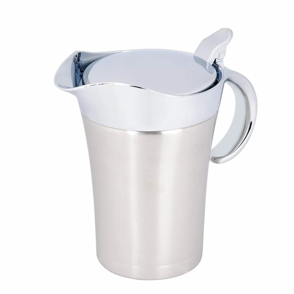 Sosjerka z pokrywką, stal nierdzewna 304, izolacja termiczna, podwójna ścianka, sos, łódź, dzbanek do serwowania, łatwy do nalewania (750 ml)