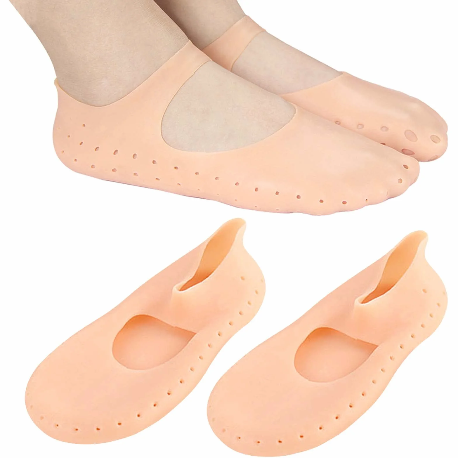 1 para silikonowych skarpet nawilżających, skarpetki żelowe do pedicure, nawilżające skarpetki do stóp, Nocne nawilżające skarpetki do pielęgnacji skóry stóp, silikonowe skarpetki (A)