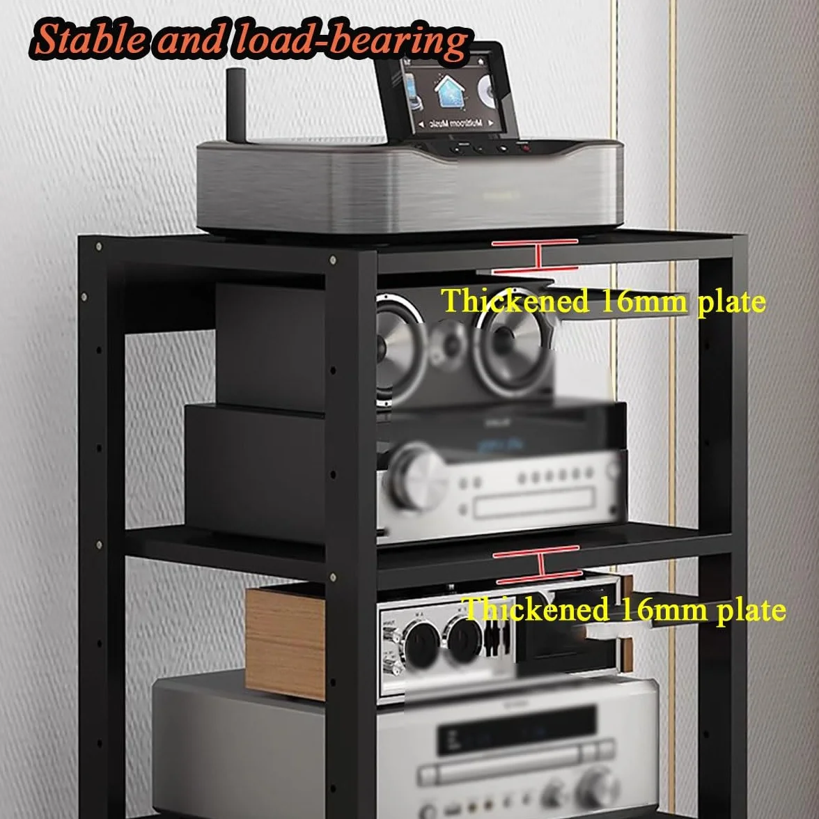 7-poziomowa Wieża Z Regałem Audio-wideo O Wysokości 131 Cm/szafka Na Telewizor Stereo, Półki Na Głośniki, Stojak Na Konsolę Do Gier, Odbiornik DVD, Odtwarzacz CD, Narożne Centrum Rozrywki(Red)