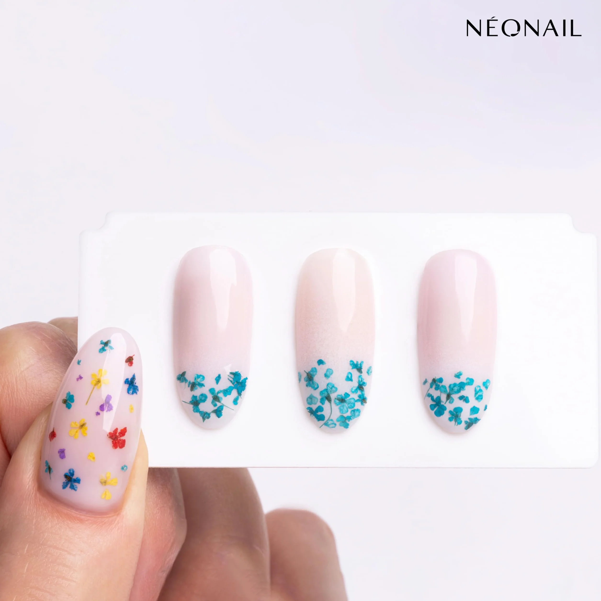 NEONAIL Zestaw ozdób do paznokci - kwiaty - 3 kolory - Navy, Violet, Turquoise