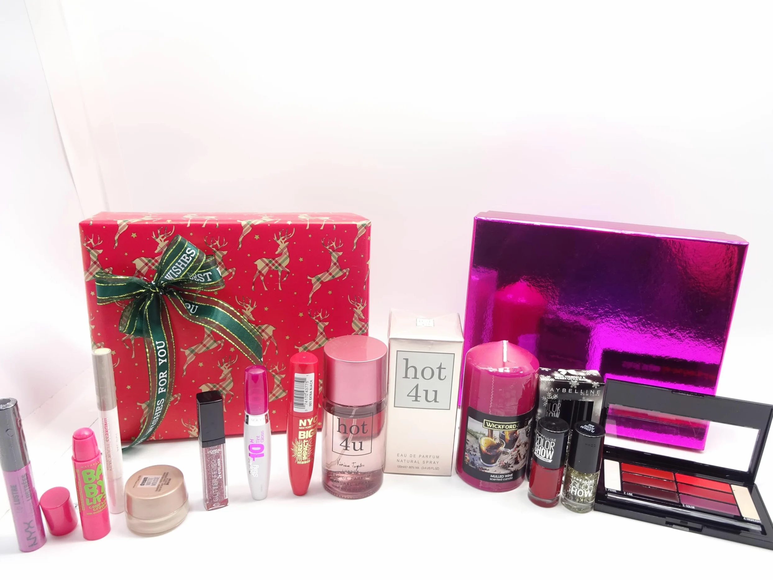 Zestaw kosmetyków do makijażu dla kobiet, zestaw do makijażu, świeca, perfumy, zestaw upominkowy XMAS, pakowany na prezent