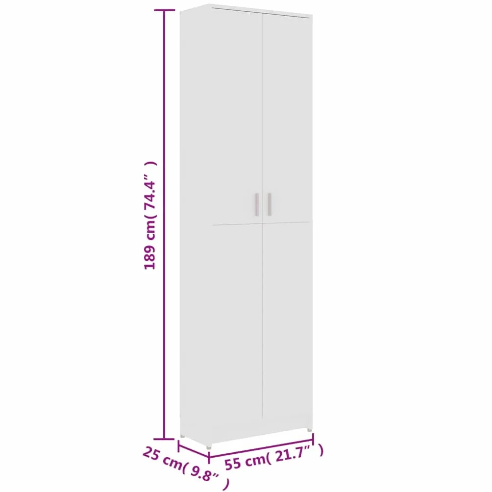 vidaXL Szafka korytarzowa 55 x 25 x 189 cm drewno obrobione białe
