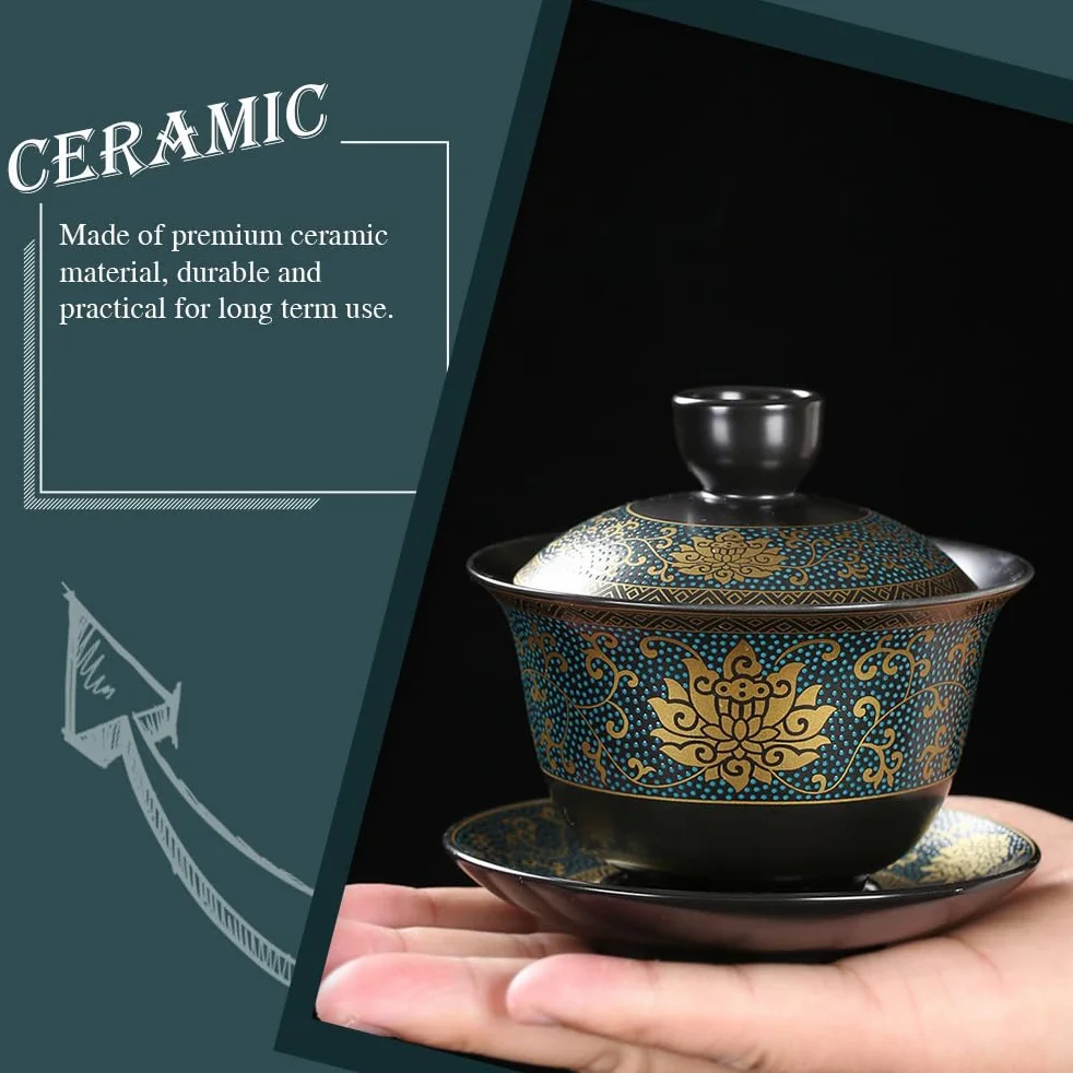 Chińska terryna Kung Fu - Filiżanka do herbaty Ceramiczna Kwiaty - Miska do herbaty Chińskie podgrzewanie