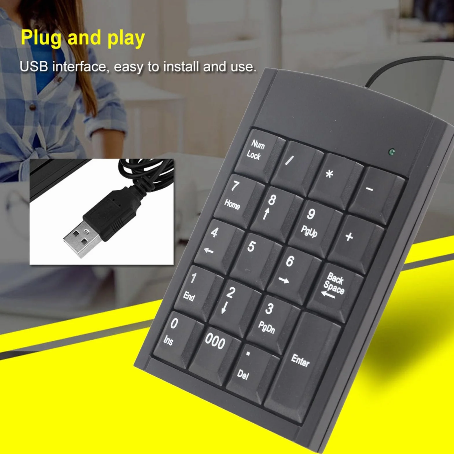 Klawiatura Numeryczna USB, Przenośna 19 Klawisz Number Pad Mini USB Numpad Numpad Keypad dla Laptopa Komputerowy Notebook Komputerowy