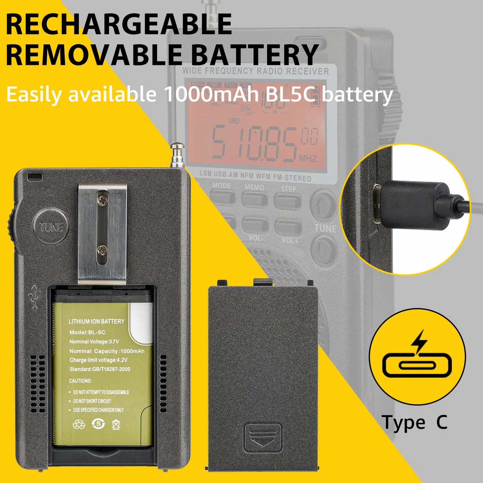 Retekess TR110 Przenośne Mini Radio, FM MW SW SSB Air Band World Odbiera Radio, FM Stereo, Wyłącznik Czasowy, Antena Zewnętrzna, do Użytku na Zewnątrz