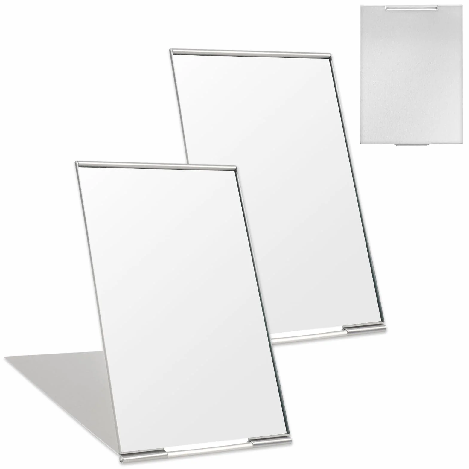 OSDUE Ultra cienkie składane lusterko, 8,5 x 5 cm, małe podróżne lusterka do makijażu z aluminiową powłoką, składane kieszonkowe kompaktowe lustro, prostokątne lusterko podróżne do makijażu ze