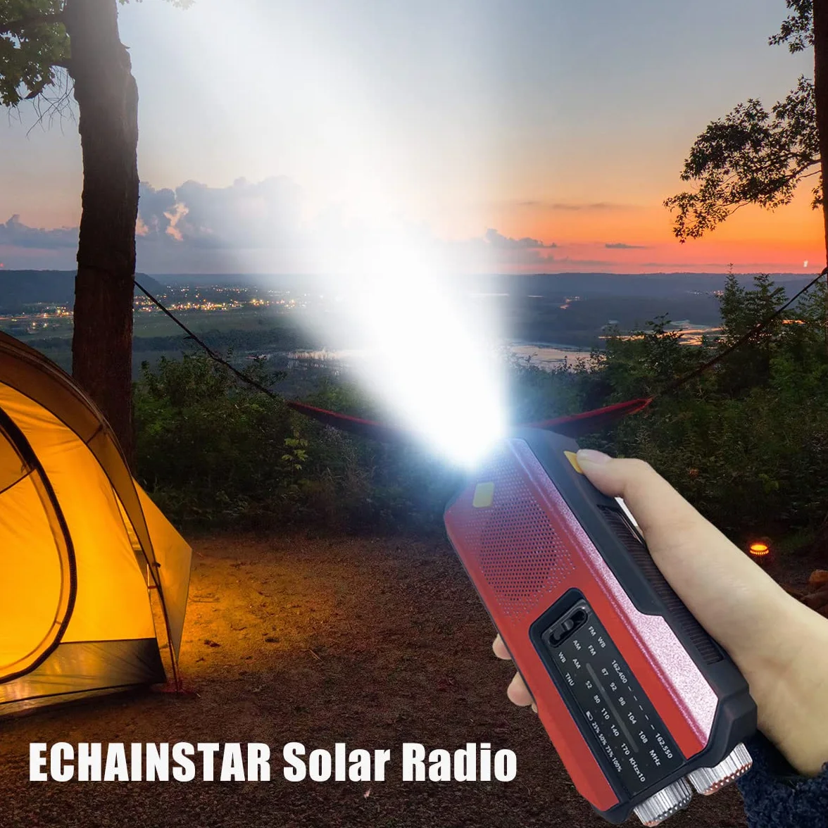 Radio słoneczne pogoda z AM FM NOAA, Przenośny generator energii radia awaryjnego korby 2000mAh, Survival Hurricance Gear 3 Latarka LED, ładowarka do telefonu USB do Camping