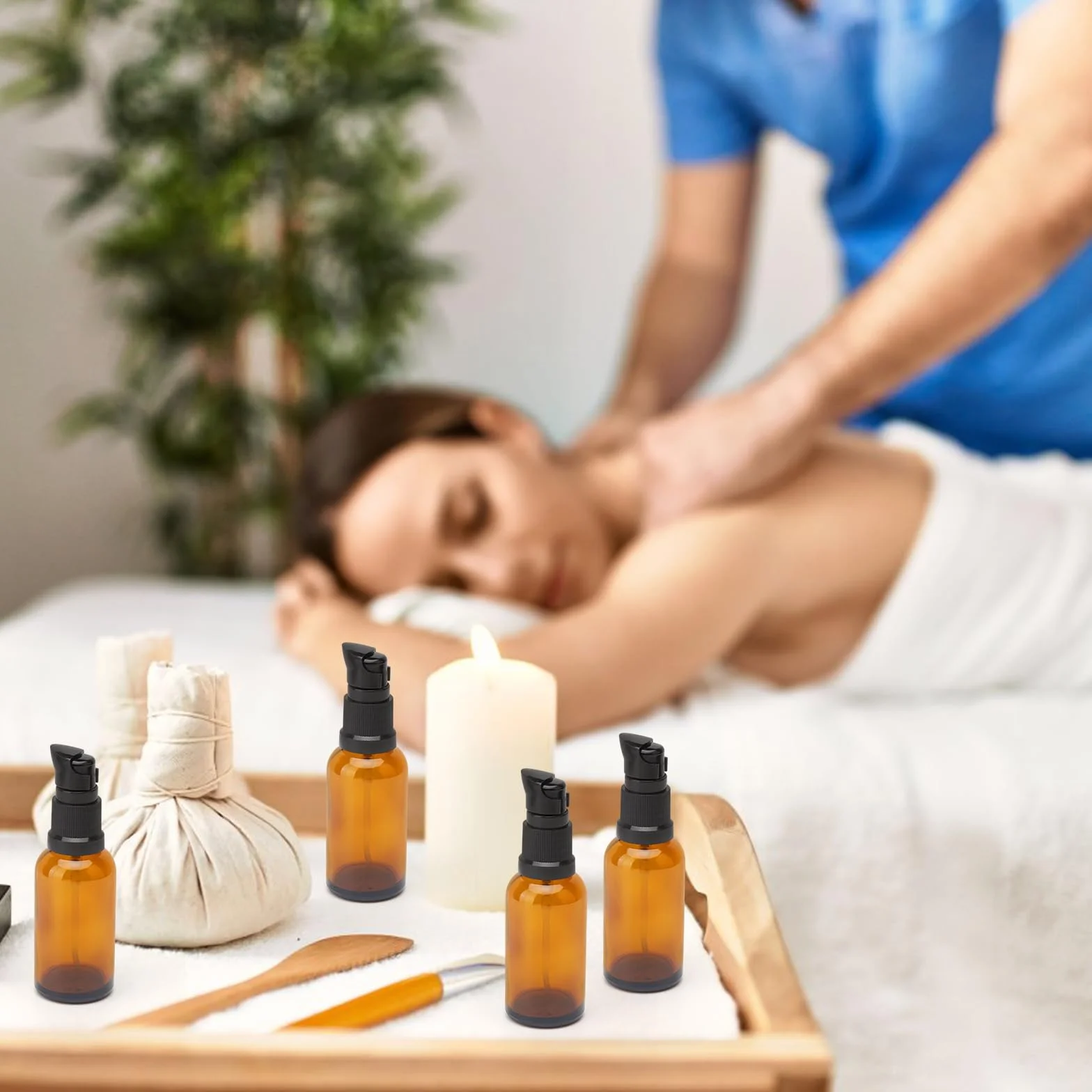 6 sztuk pustych szklanych butelek o pojemności 30 ml, brązowe bursztynowe, szklane butelki na balsam, butelki z brązowego szkła, z pompką, do balsamu, serum i kremu