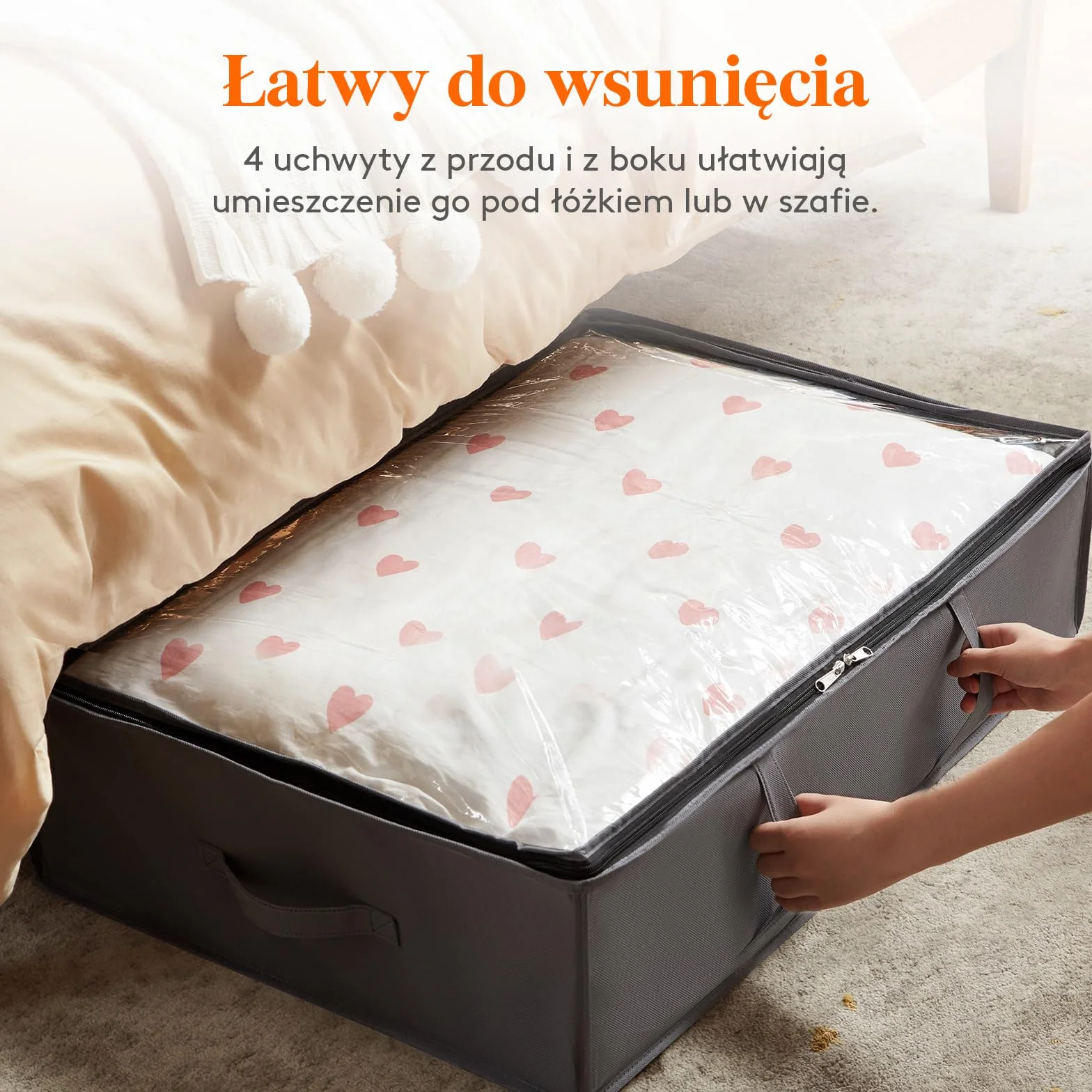 Lifewit Pojemniki Do Przechowywania Pod Łóżko 2 sztuki 40L Duża Pojemność Torby Do Przechowywania Koców Ze Wzmocnionym Uchwytem Szary