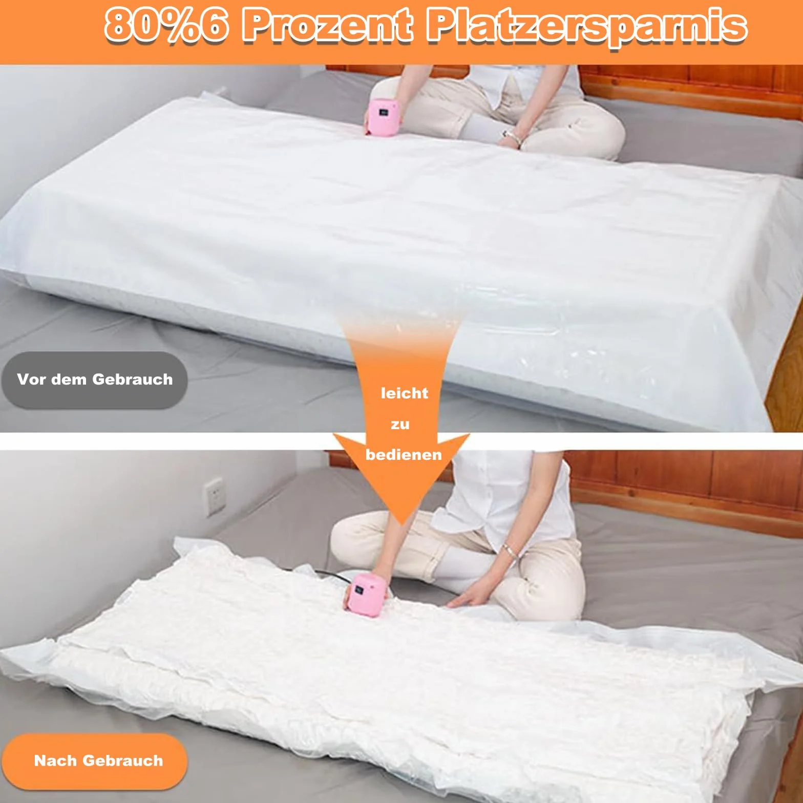 Torba vakuumowa na materac 210 x 130 cm szczelna wielokrotnego użytku