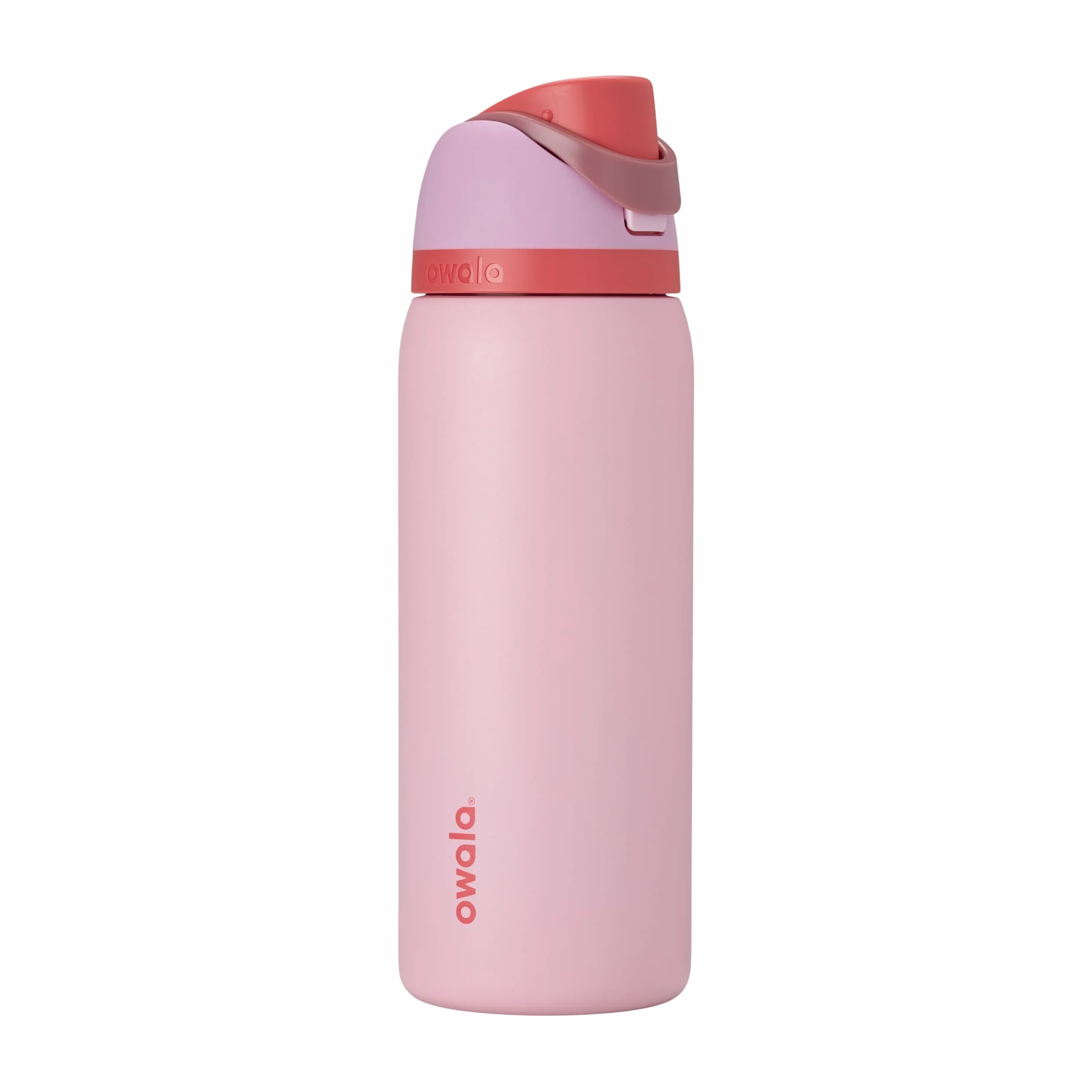 Owala FreeSip Izolowana butelka na wodę ze stali nierdzewnej ze słomką, do uprawiania sportu i podróży, sportowa butelka na wodę bez BPA, 900 ml, różowa, Angel Food Cake