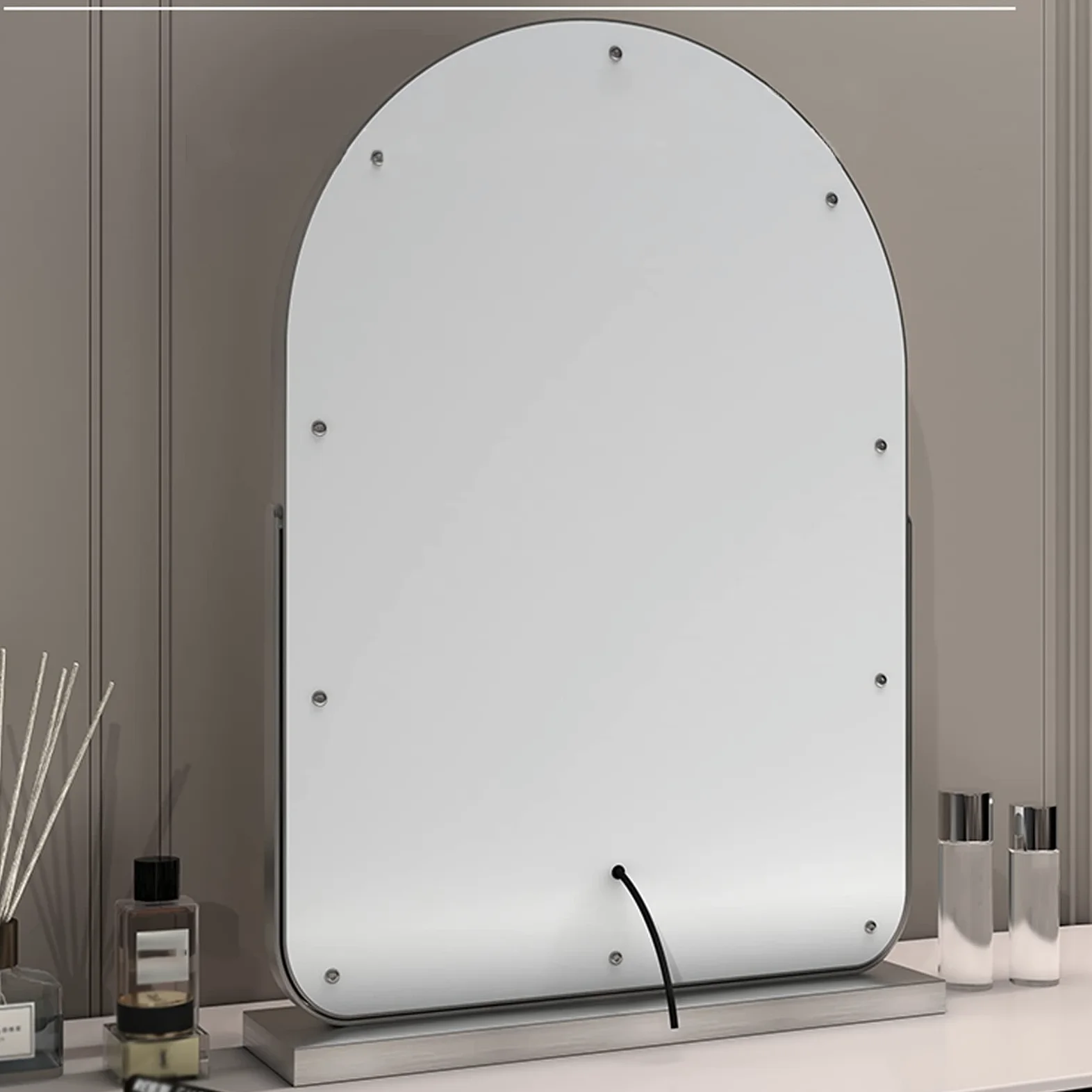 Lustro toaletkowe LED z obracaniem o 360°, sterowanie dotykowe, 3 kolorowe ustawienia światła, idealne do toaletki, łazienki i sypialni, lusterko do makijażu 32 x 44 cm