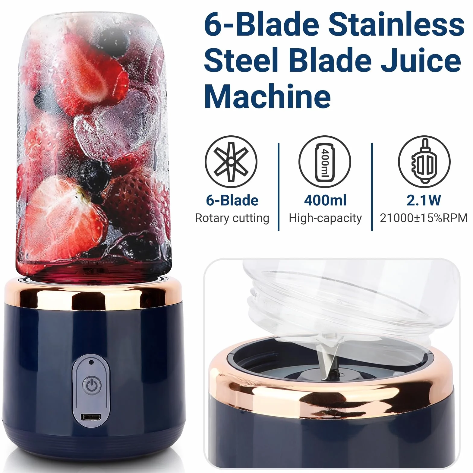 Przenośny blender osobisty 400 ml elektryczny kubek do wyciskania soku USB akumulator