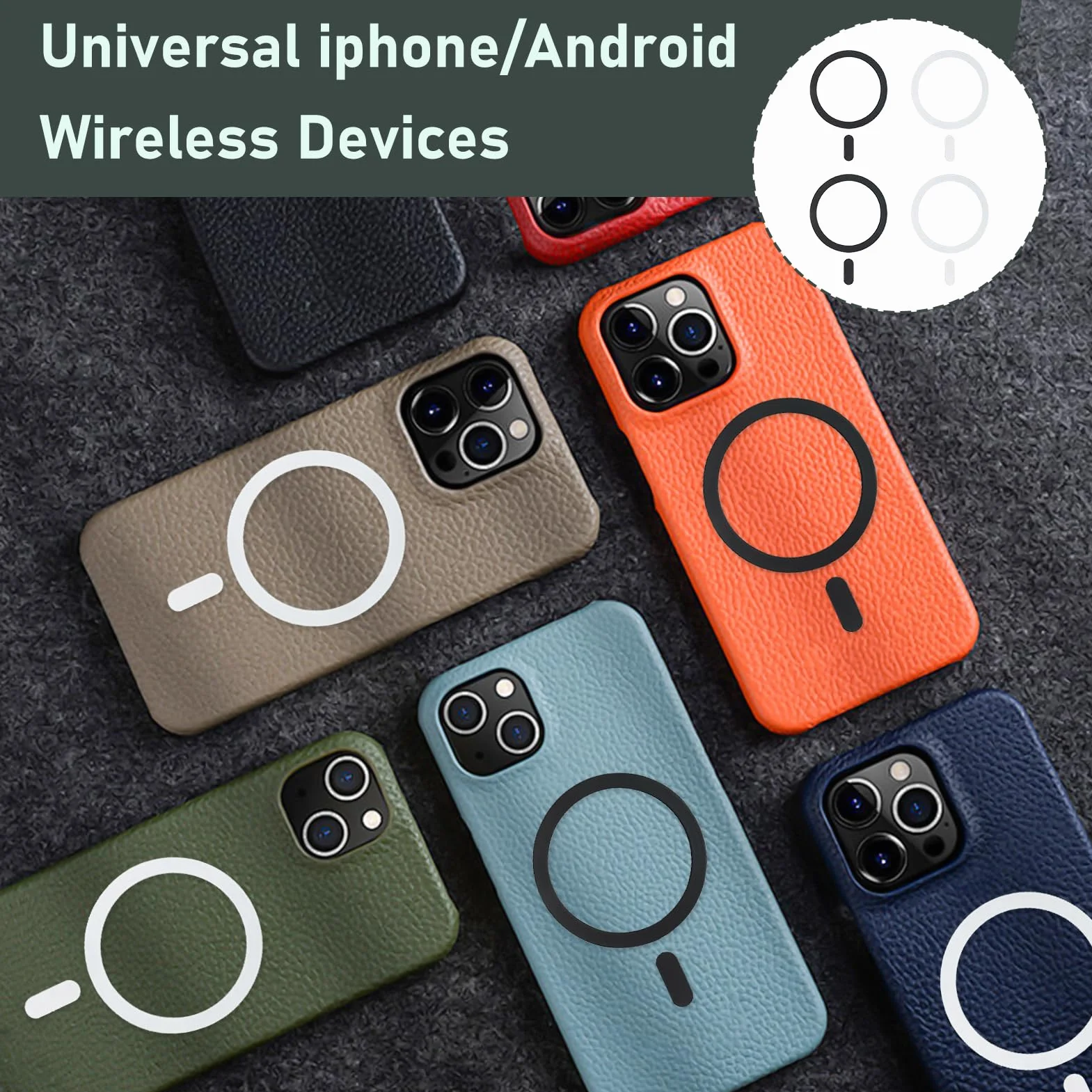 Zestaw 4 pierścieni magnetycznych do telefonu, kompatybilne z ładowarkami, adapter do bezprzewodowego ładowania, do iPhone'a 15/14/13/12 i Galaxy S23/S22, elegancki design w kolorze czarnym i
