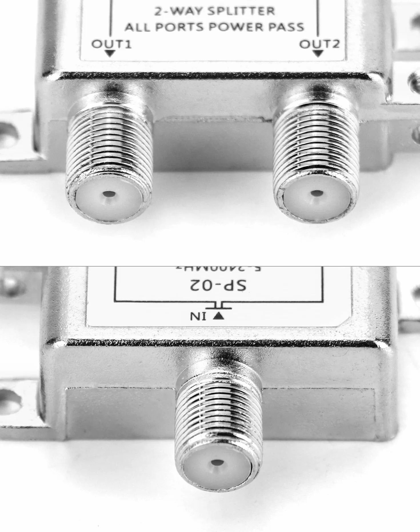 QWORK® Sat rozproszony, 2-drożny split, do systemów satelitarnych, w tym adapter + kabel + 2 x wtyk F do wtyku koncentrycznego + 3 x gniazdo F do złącza koncentrycznego