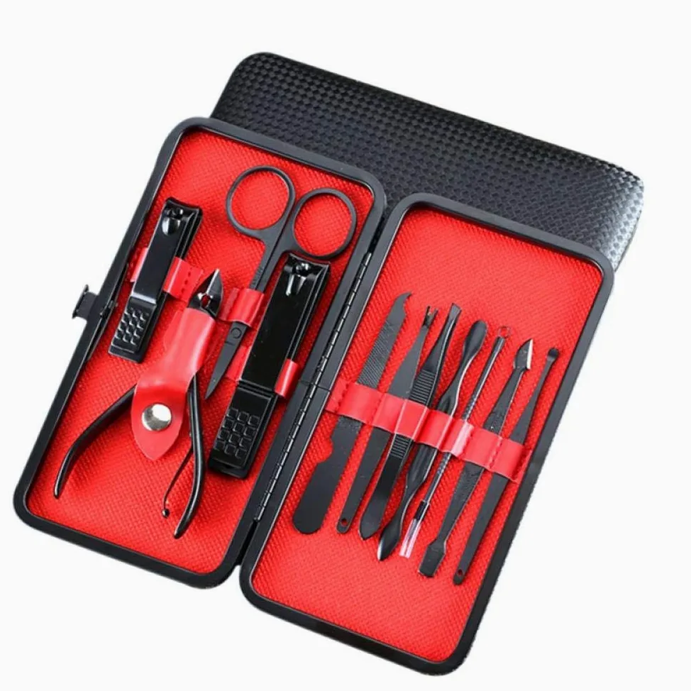 Zestaw do manicure i pedicure, zestaw do obcinania paznokci Profesjonalny zestaw do pielęgnacji paznokci ze stali nierdzewnej Zestaw narzędzi do manicure ze skórzanym etui z PU do pielęgnacji paznok