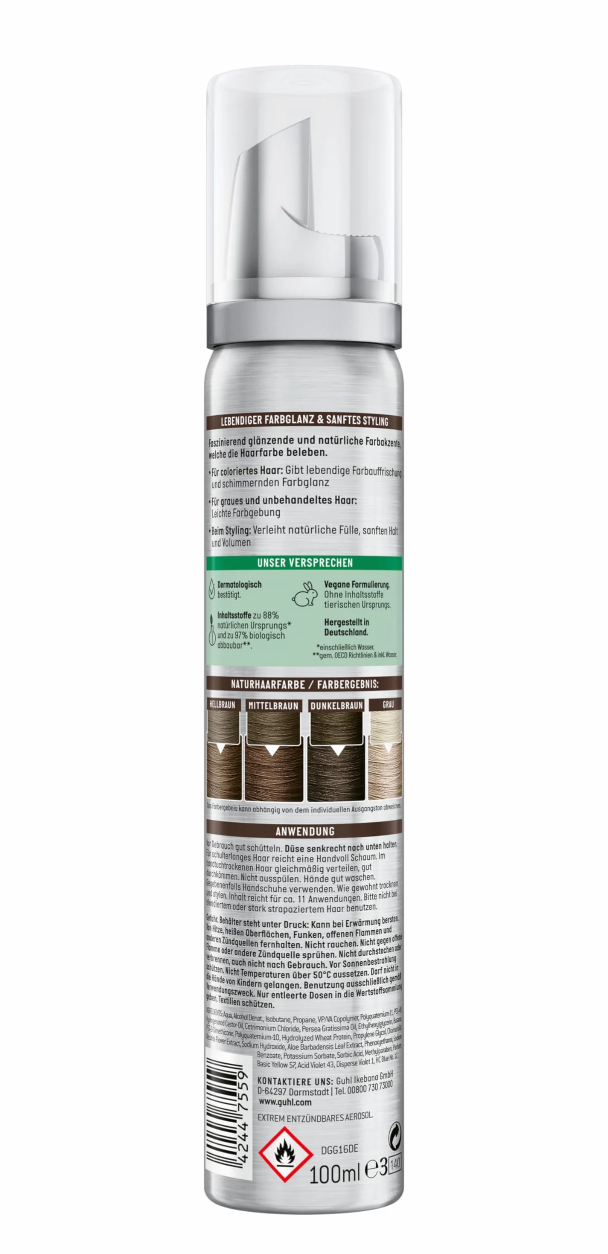 Guhl Color And Care Complex Farba Wzmacniająca do Włosów w Piance, 30 Ciemnobrązowy, 100 ml
