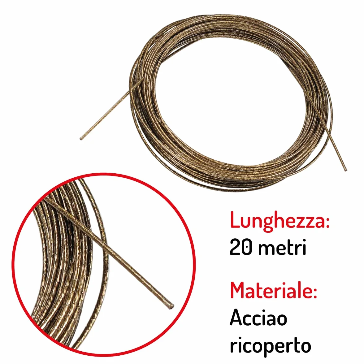Kabel, plastyfikowany kabel 20 metrów, drut rozwałkować plastyfikowaną pościel na zewnątrz do rozprowadzenia pranie, ubrania, tkaniny, liny do prania ogrodowego (stal)