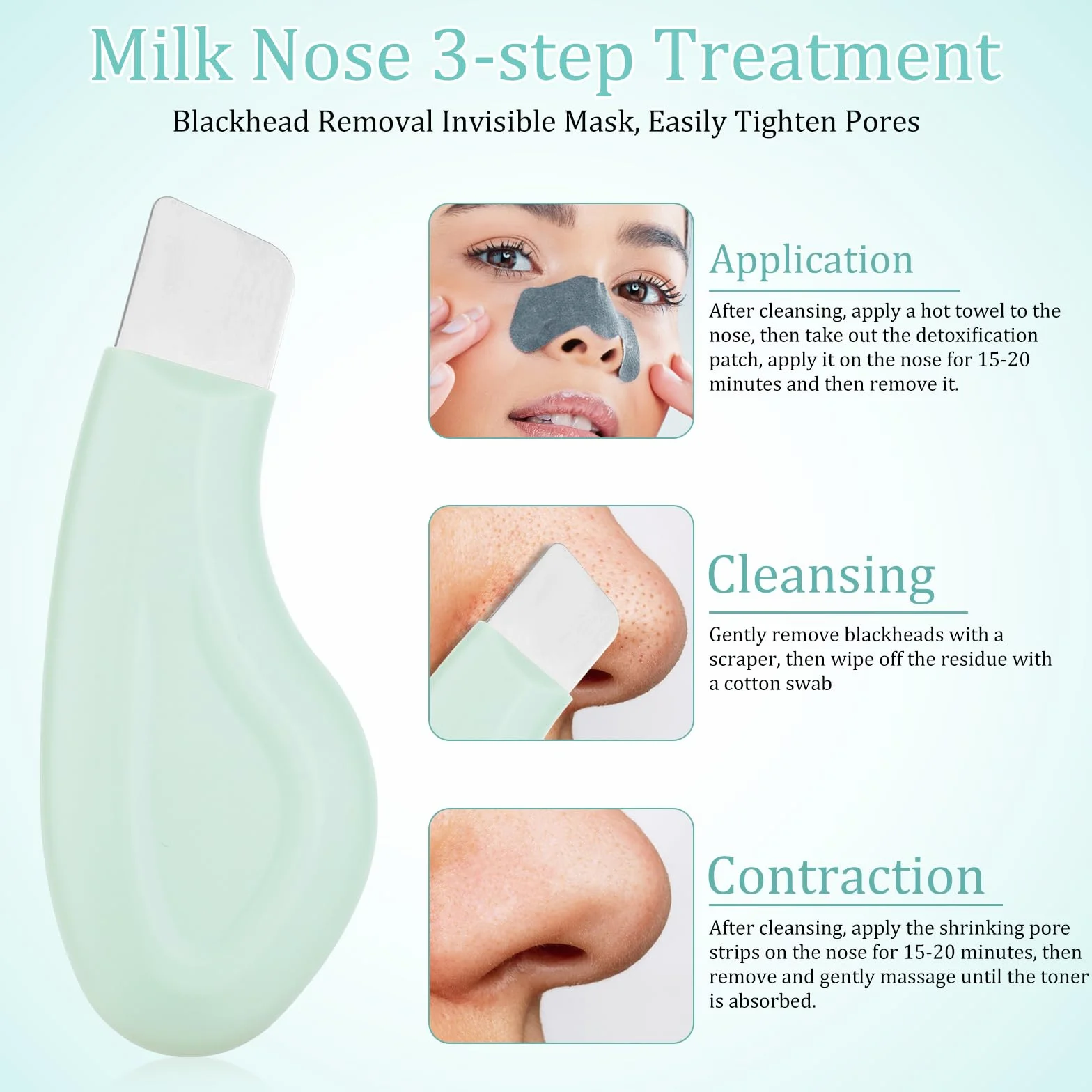 Narzedzie do Usuwania Zaskórników, Silikonowy Skrobak do Usuwania Zaskórników z Nosa Szpatulka do Twarzy Deep Clean Master Pore Extractor Lagodny i Bezpieczny Peeling do Skóry Nosa