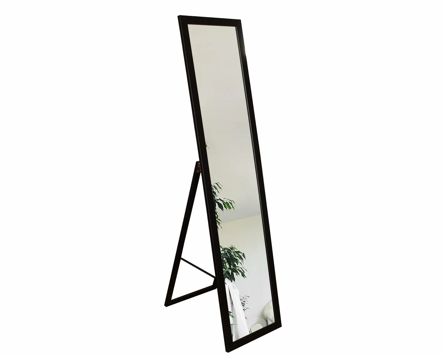 BD ART Stojące lustro do garderoby, czarne, 155,8 x 35,8 cm, lustro stojące, garderoba, ponadczasowa, elegancka rama z płyty MDF, lustro na całe ciało