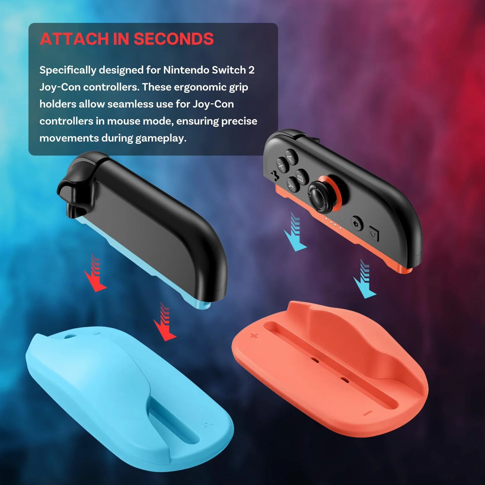 Podstawka Myszy do Nintendo Switch 2 od MMOBIEL – 2 Szt. Przenośna Baza do Kontrolerów Joy-Con – Ergonomiczny Uchwyt do Trybu Myszy – Precyzyjna Kontrola i Ochrona – Czerwony/Niebieski