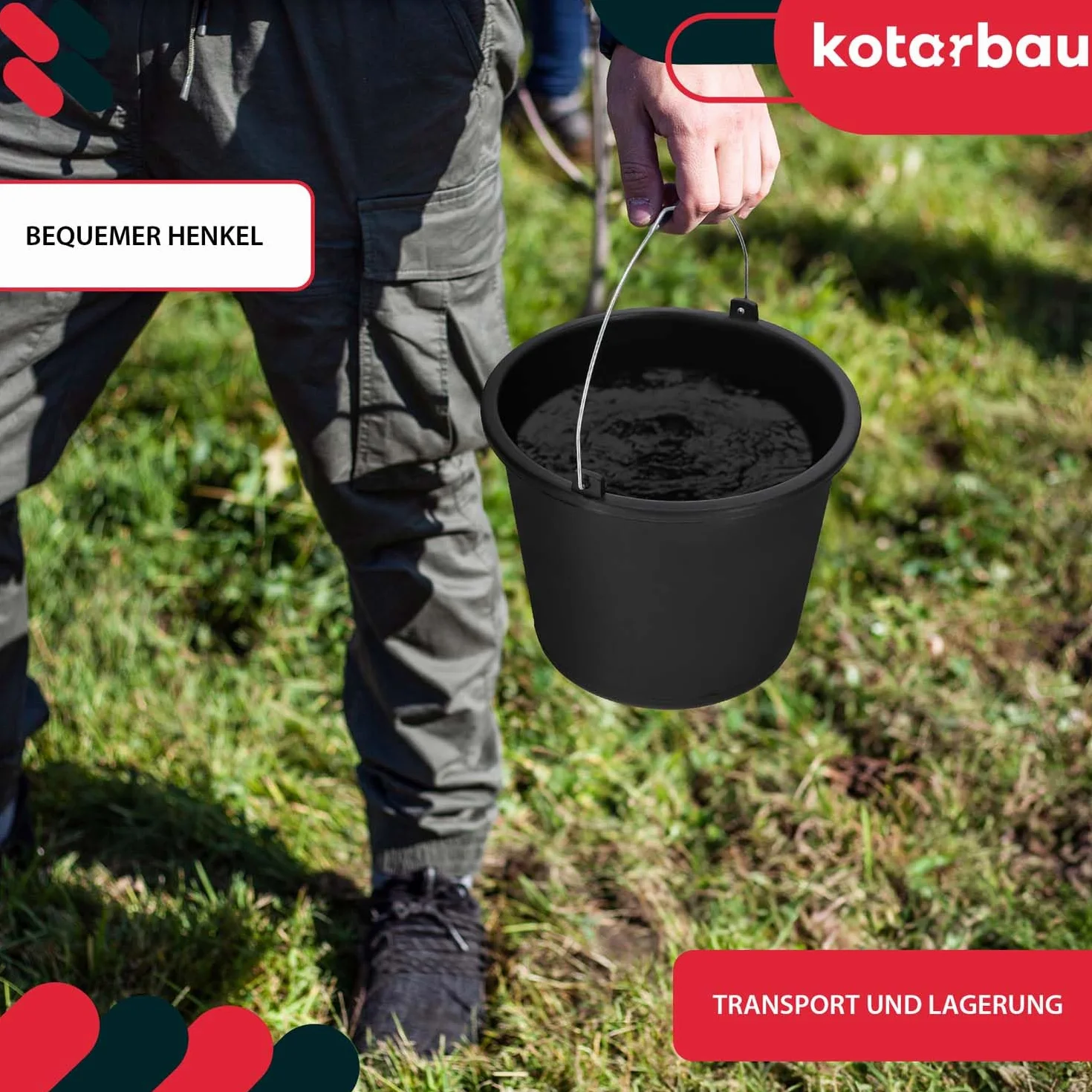 Zestaw 5 plastikowych wiader konstrukcyjnych 5 l czarny KOTARBAU