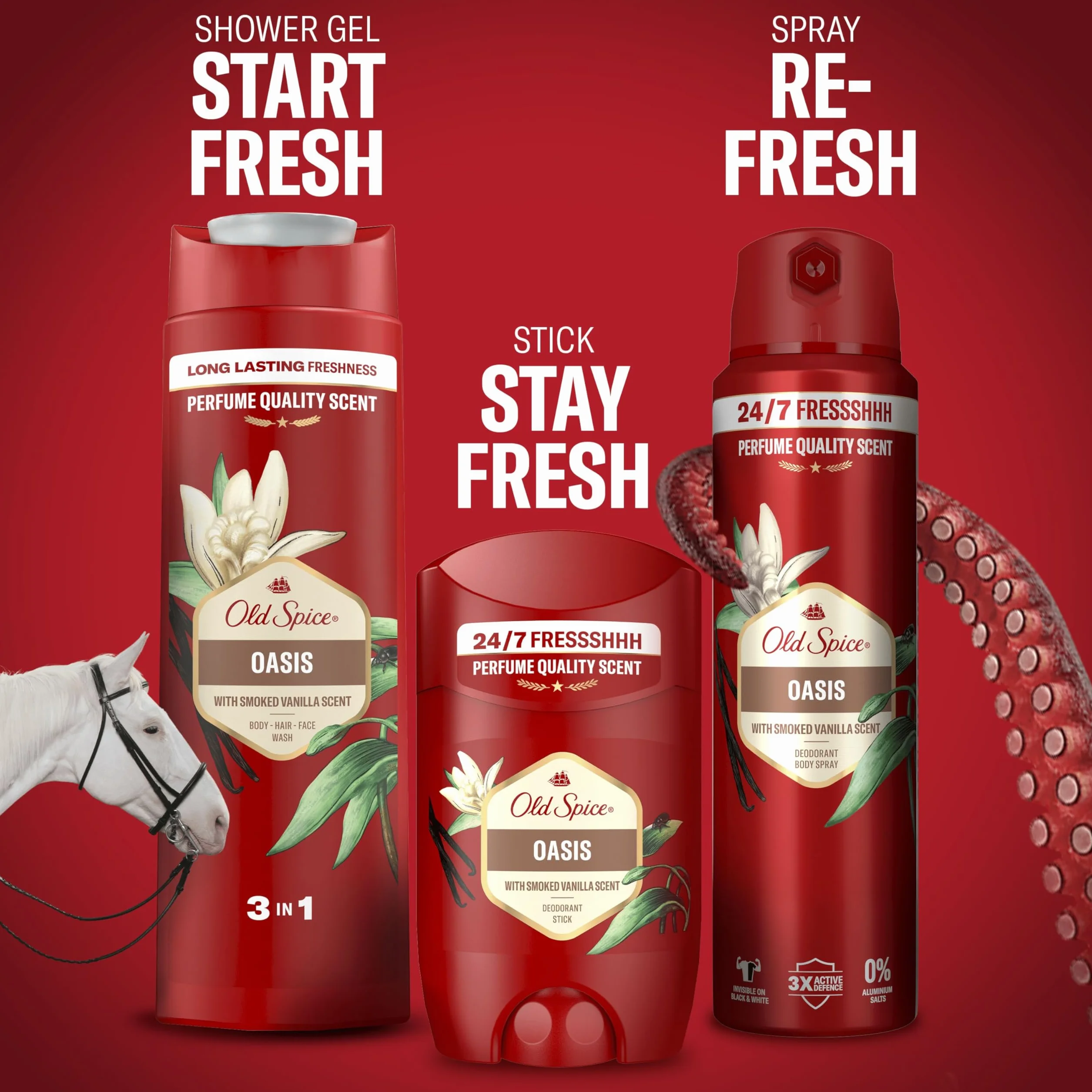 Old Spice Oasis Dezodorant w sztyfcie dla mężczyzn 50ml, świeżość 24/7 przy codziennym stosowaniu, niewidoczny na czarno-białych ubraniach