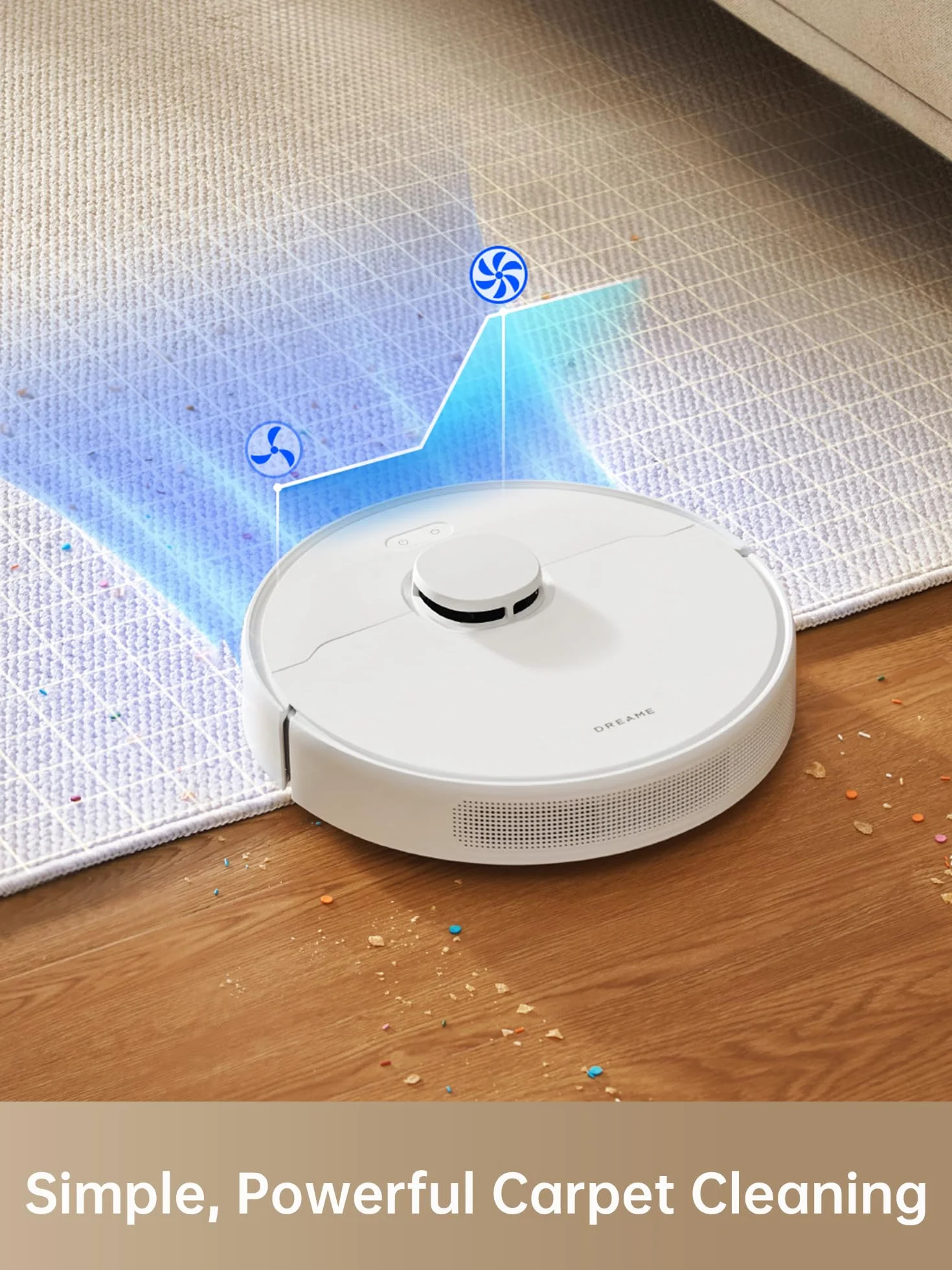 Dreame D10 Plus Gen 2 Robot Odkurzacz i Mopy, 6000Pa Robot Odkurzacz z samowoleczącą podstawą, Nawigacja LiDAR, zdolność do pokonywania przeszkód 20 mm, wielowarstwowa mapa, bateria 5200 mAh, biały