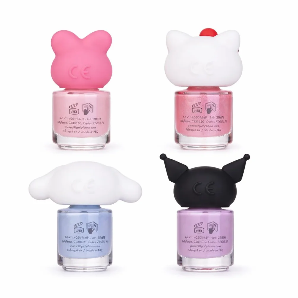 Hello Kitty Cinnamoroll lakier do paznokci dla dzieci na bazie wody, 3 ml, nietoksyczny i wegański, łatwy do zmywania ciepłą wodą, delikatny i bezpieczny lakier do paznokci dla dziewczynek i dzieci