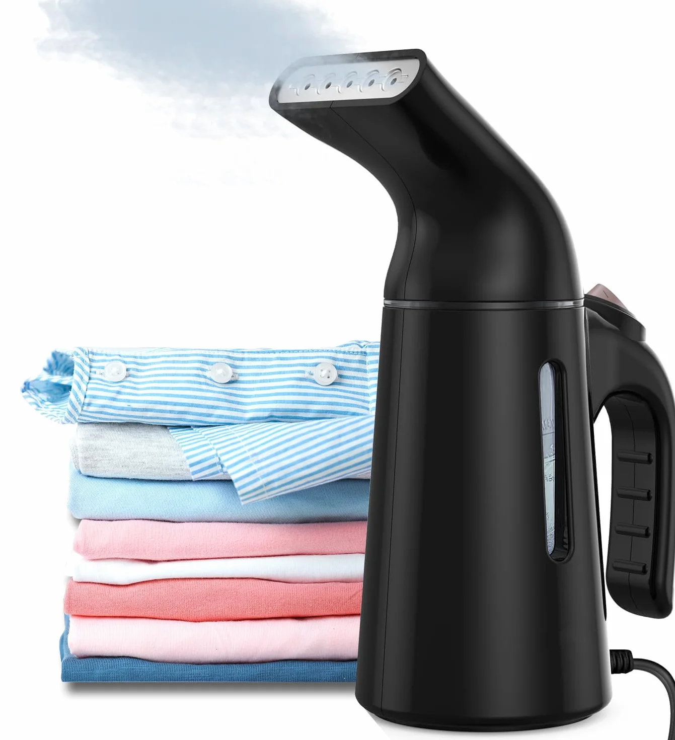 Parownica parowa 700 W, czas rozgrzewania 40 sekund, żelazko parowe do ubrań, czarny
