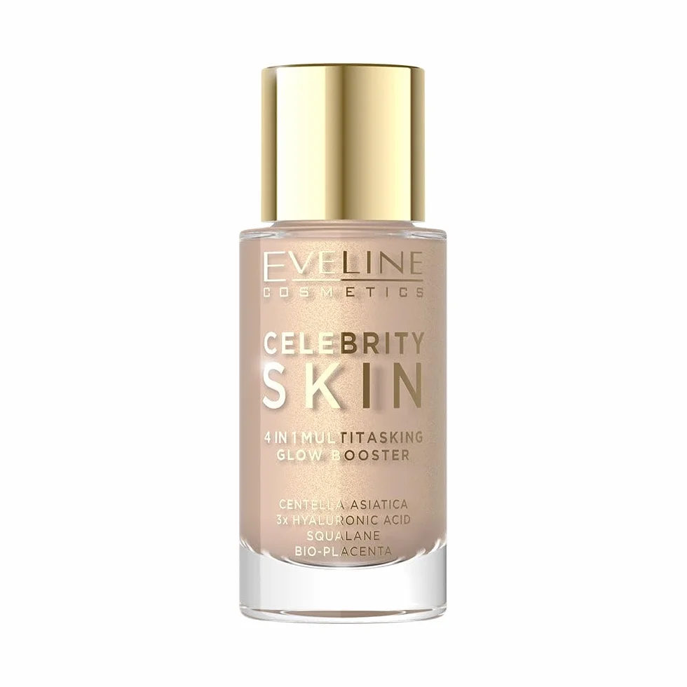 Eveline Cosmetics Celebrity Glow Booster Wielofunkcyjna baza do twarzy Rozświetlająca 02N Universal tan