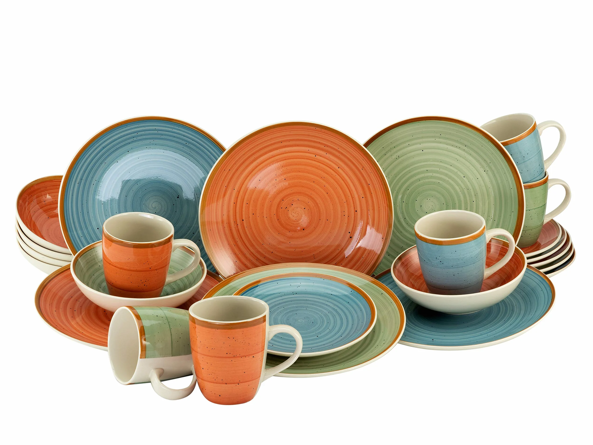 CreaTable, 22851, seria Country, 24-częściowy zestaw naczyń, serwis kombi z kamionki, nadaje się do mycia w zmywarce i używania w kuchence mikrofalowej, wysokiej jakości produkcja