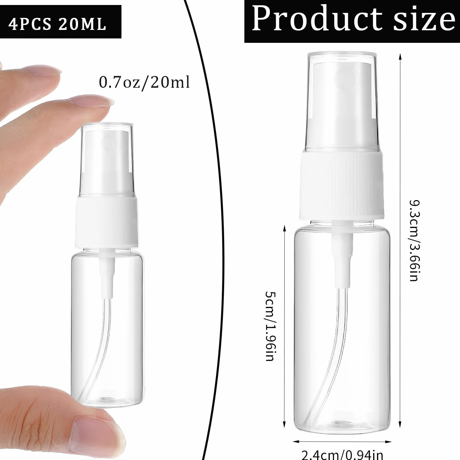 4 butelki z rozpylaczem, małe, 20 ml, puste butelki z rozpylaczem, przenośne, plastikowe, z rozpylaczem, wielokrotnego użytku, przezroczyste rozpylacze, do perfum, wody, kosmetyków