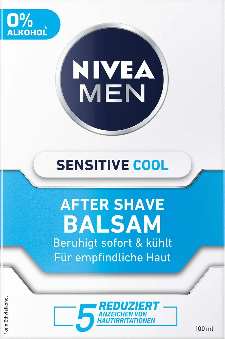 NIVEA MEN Sensitive Cool After Shave Balsam (100 ml), uspokajający balsam po goleniu, pielęgnacja skóry po goleniu z rumiankiem i witaminą E