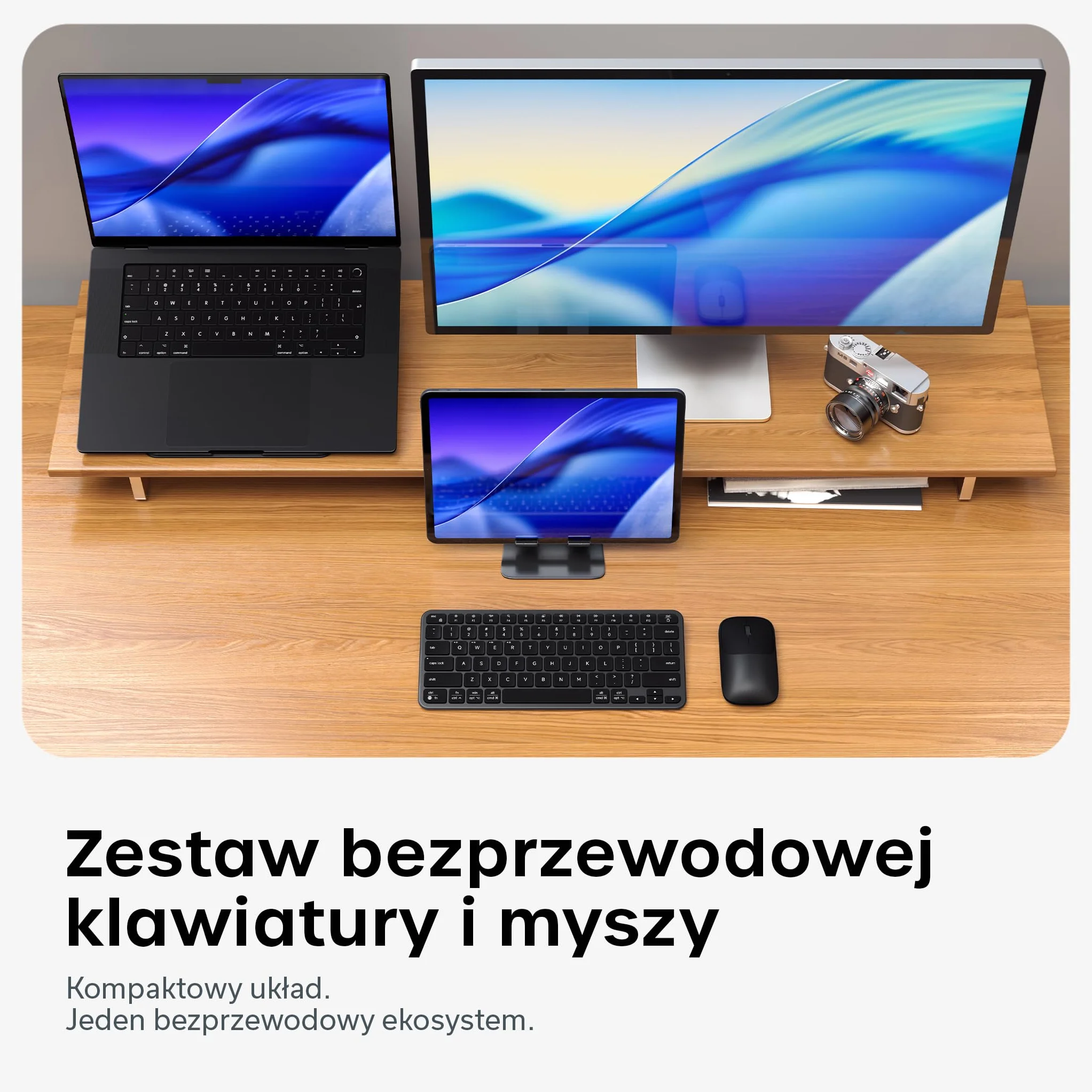 SATECHI Bezprzewodowa Klawiatura i Mysz Combo, 𝗨𝗦 𝗤𝗪𝗘𝗥𝗧𝗬 𝗟𝗮𝘆𝗼𝘂𝘁, Slim CEX1 z Wielourządzeniowym Parowaniem Bluetooth i Łącznością USB-C, Czarny Kosmiczny