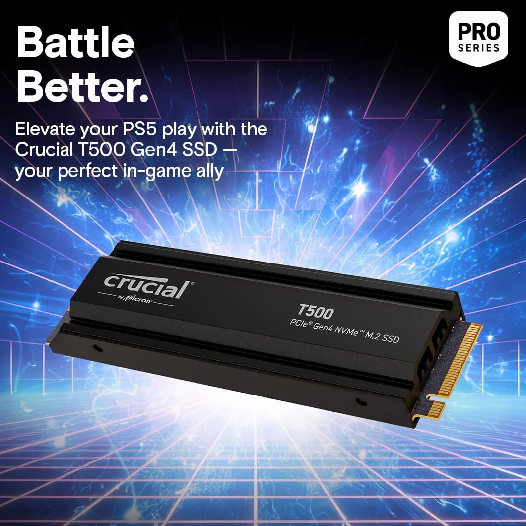 CRUCIAL - CT2000T500SSD5 - SSD interno - 2TB - M.2 - DISSIPATORE DI CALORE