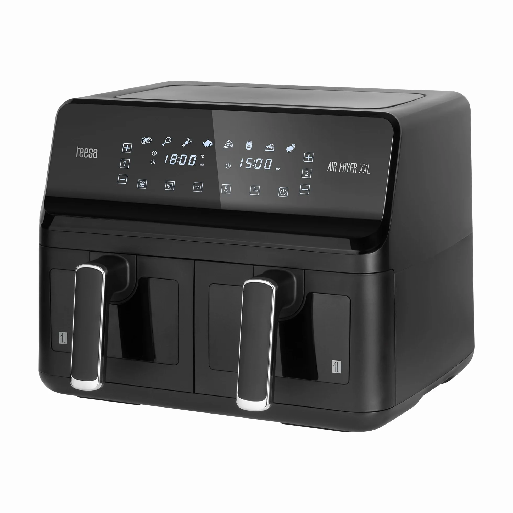 Teesa Frytkownica Beztłuszczowa XXL 2700W Dwukomorowa 2x4L AIR FRYER DUAL POT Wyświetlacz LCD 7 Programów
