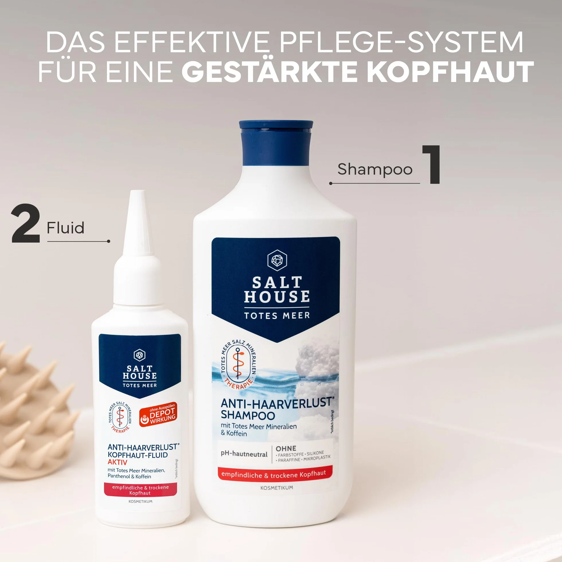 Salthouse Terapia z Morza Martwego przeciw utracie włosów, płyn do skóry głowy, z kofeiną i mocznikiem, do dziedzicznej utraty włosów, 75 ml