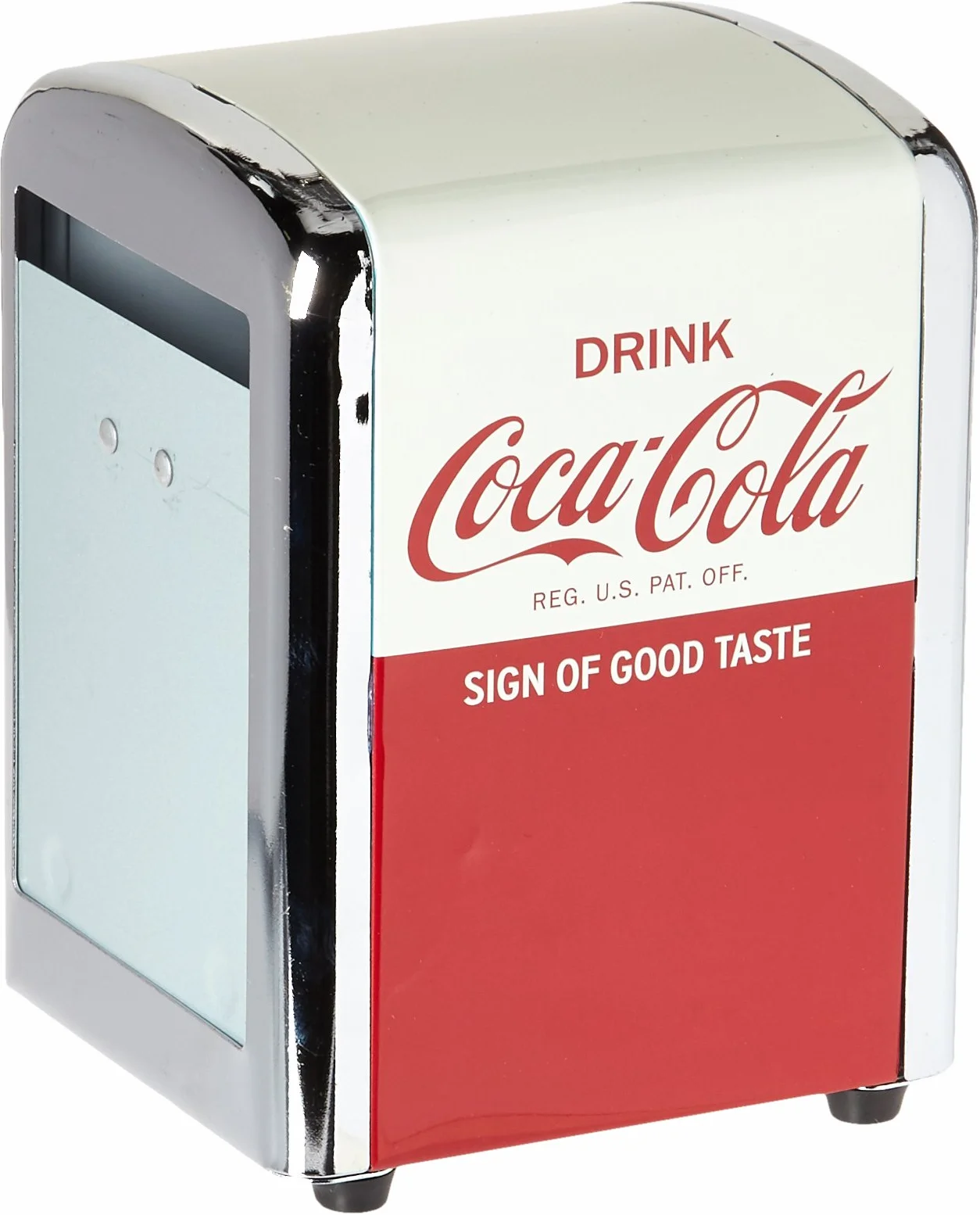 Tablecraft CC381 Coca-Cola dozownik do serwetek, pół, czerwony, stal nierdzewna